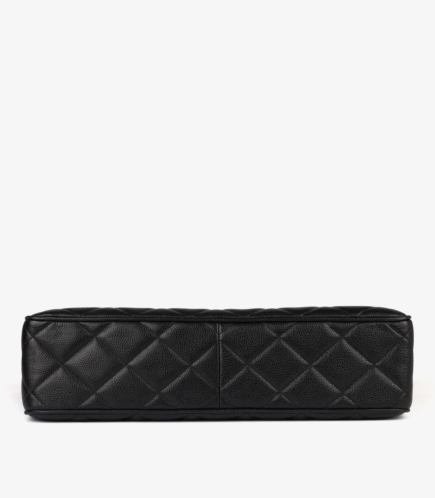 Chanel Schwarz gesteppt Kaviar Leder Vintage Maxi Jumbo XL Kameratasche im Angebot 3