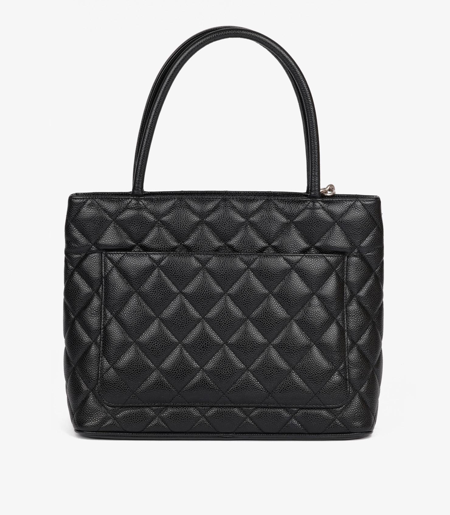 Chanel Black Quilted Caviar Leather Vintage Medallion Tote 2