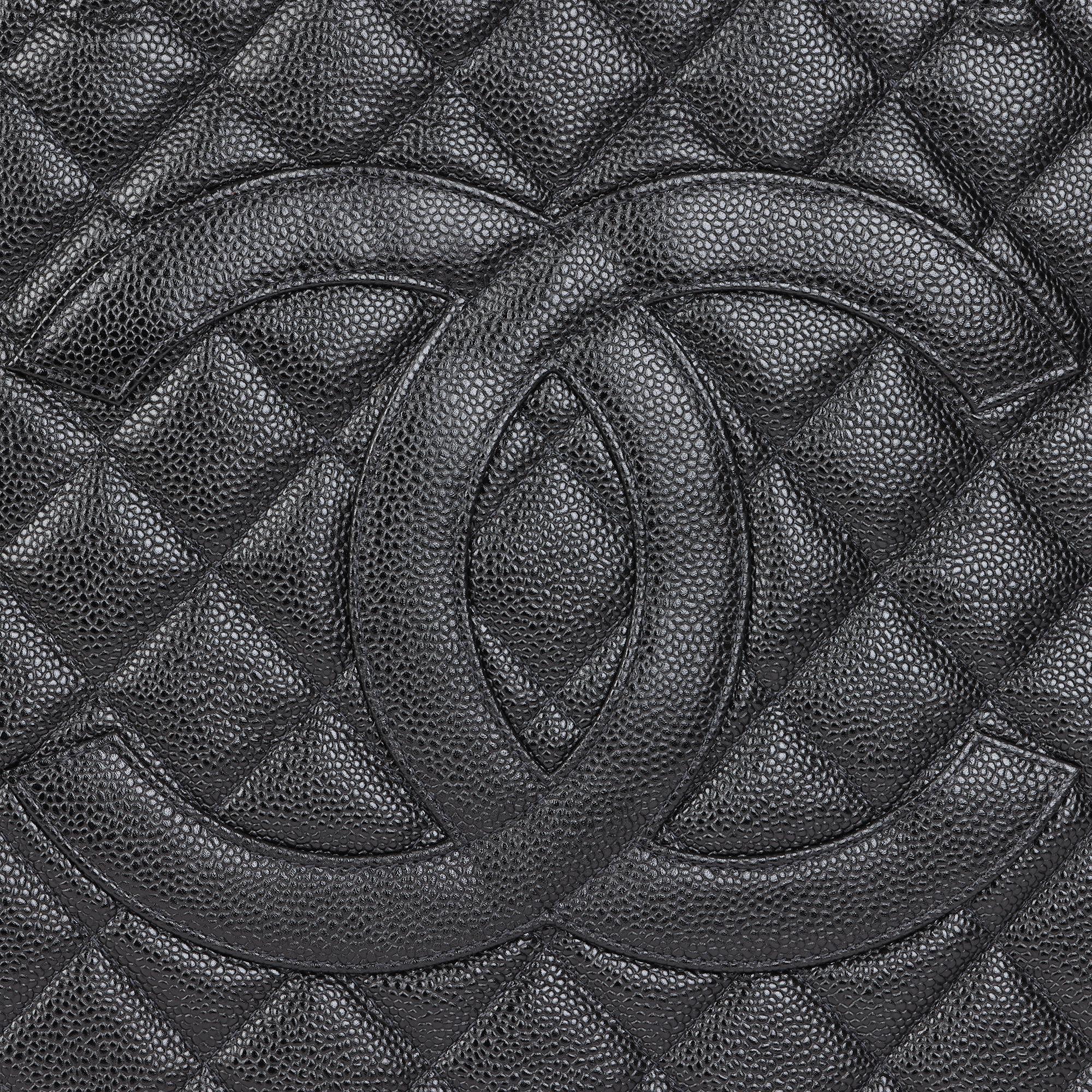 CHANEL Black Quilted Caviar Leather Vintage Medallion Tote 3