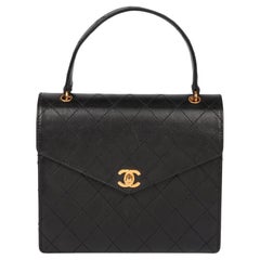 Chanel Black Quilted Caviar Leather Vintage Medium Classic Kelly