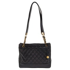 Chanel Black Quilted Caviar Leather Vintage Shopper Tote Chanel Black Quilted Caviar Leather Vintage Shopper Tote