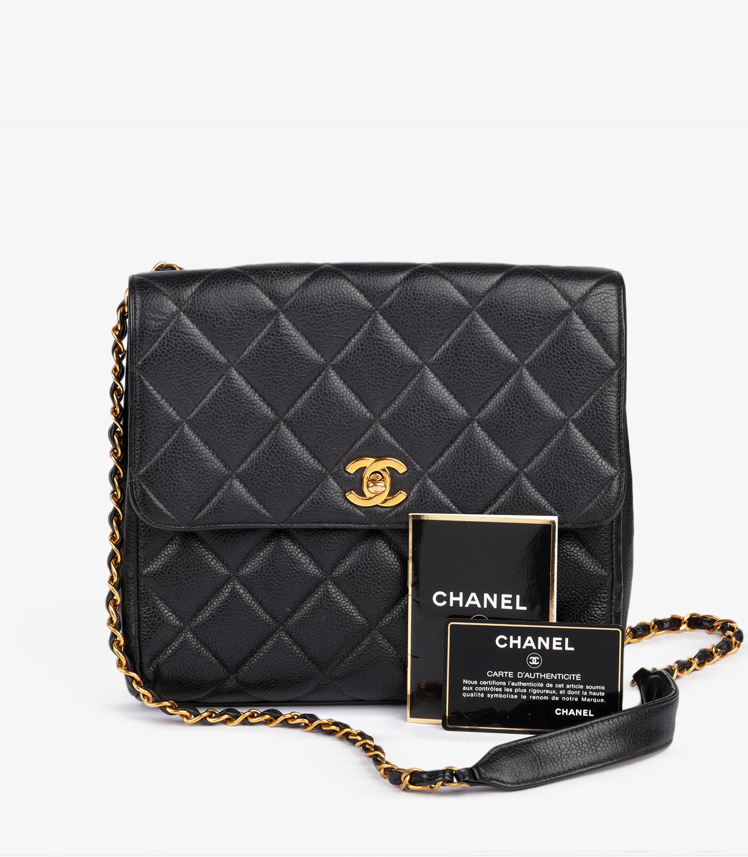 Chanel Black Quilted Caviar Vintage Small Classic Leather Single Flap Bag en vente 7