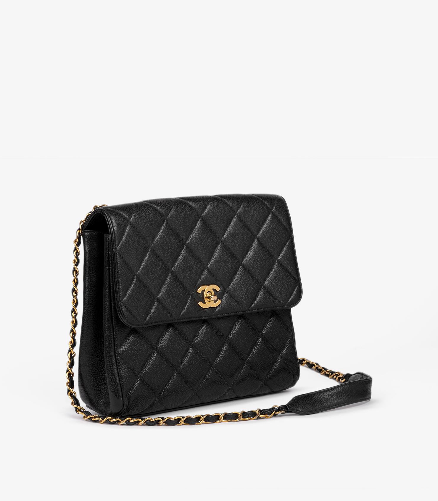 Chanel Black Quilted Caviar Leather Vintage Small Classic Single Flap Bag In Excellent Condition For Sale In Bishop's Stortford, Hertfordshire