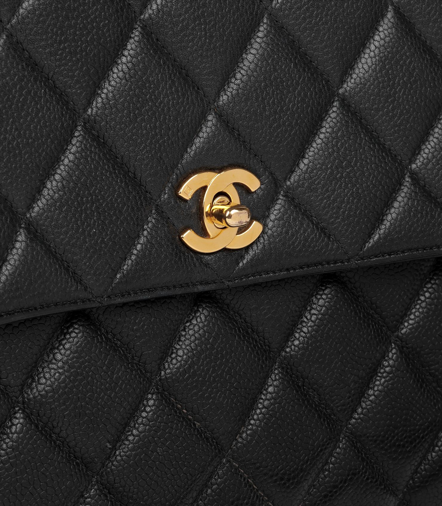 Chanel Black Quilted Caviar Vintage Small Classic Leather Single Flap Bag Excellent état - En vente à Bishop's Stortford, Hertfordshire