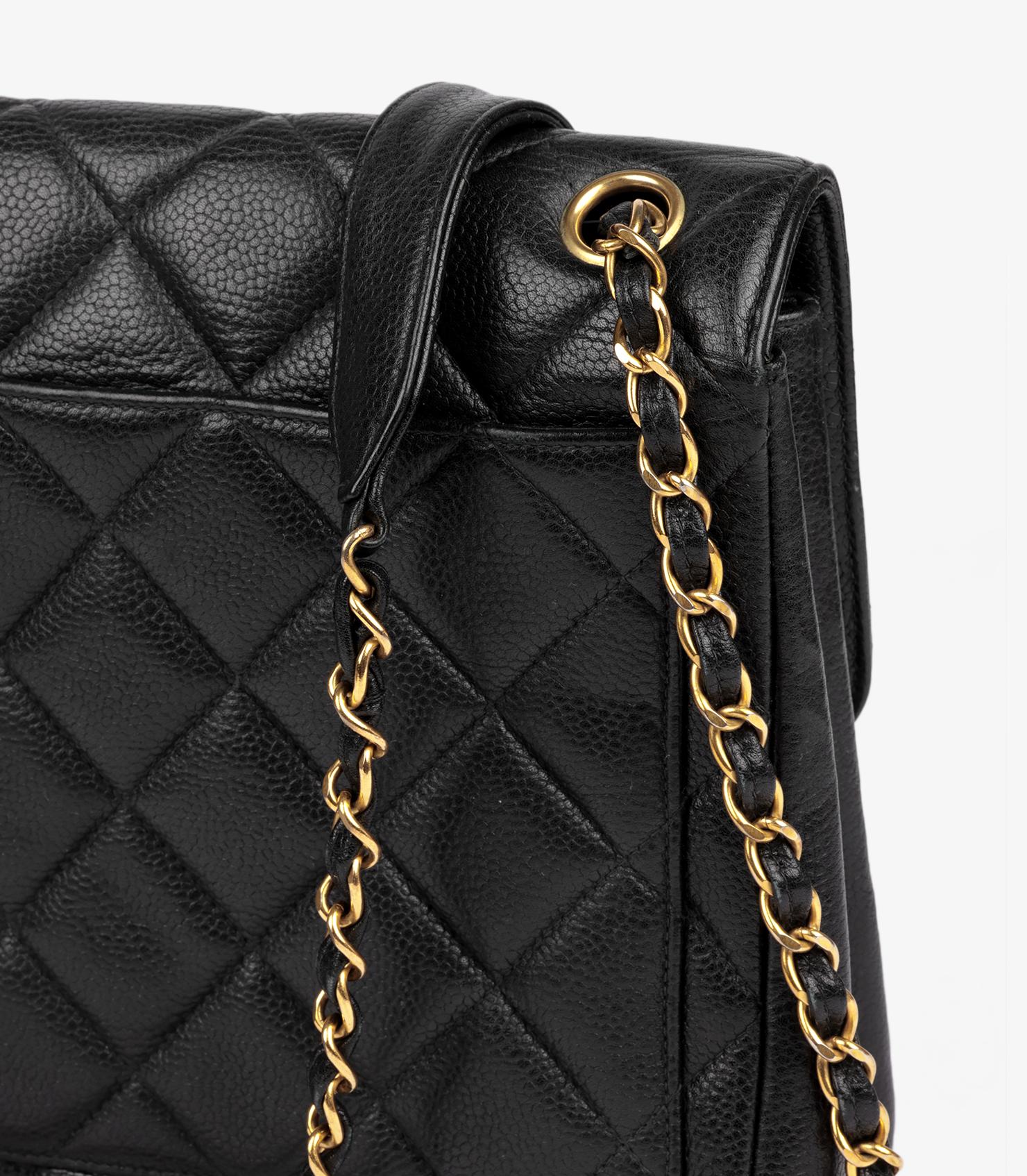 Chanel Black Quilted Caviar Vintage Small Classic Leather Single Flap Bag Pour femmes en vente