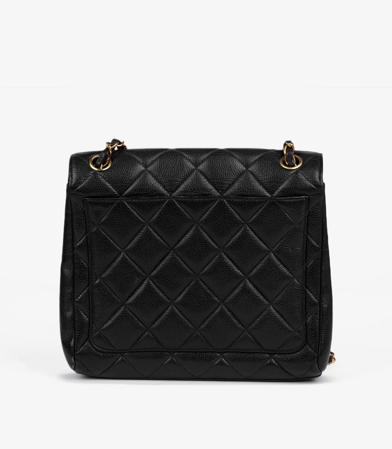 Chanel Black Quilted Caviar Leather Vintage Small Classic Single