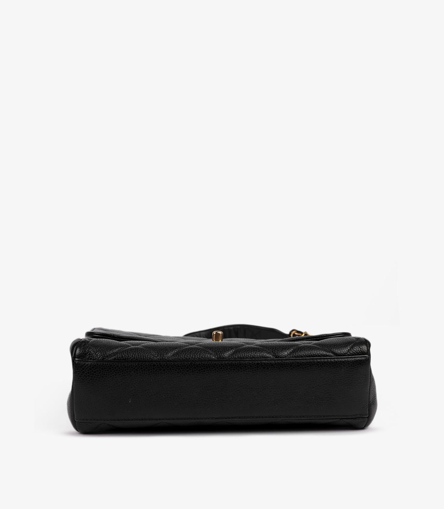 Chanel Black Quilted Caviar Vintage Small Classic Leather Single Flap Bag en vente 3