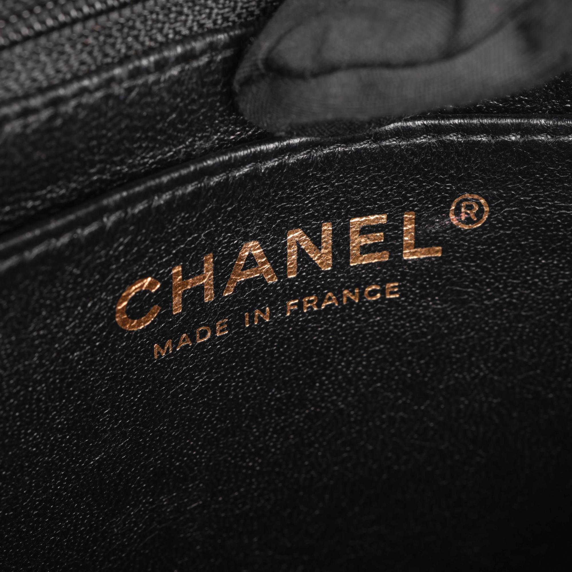 CHANEL Black Quilted Caviar Leather Vintage Square Mini Flap Bag at 1stDibs