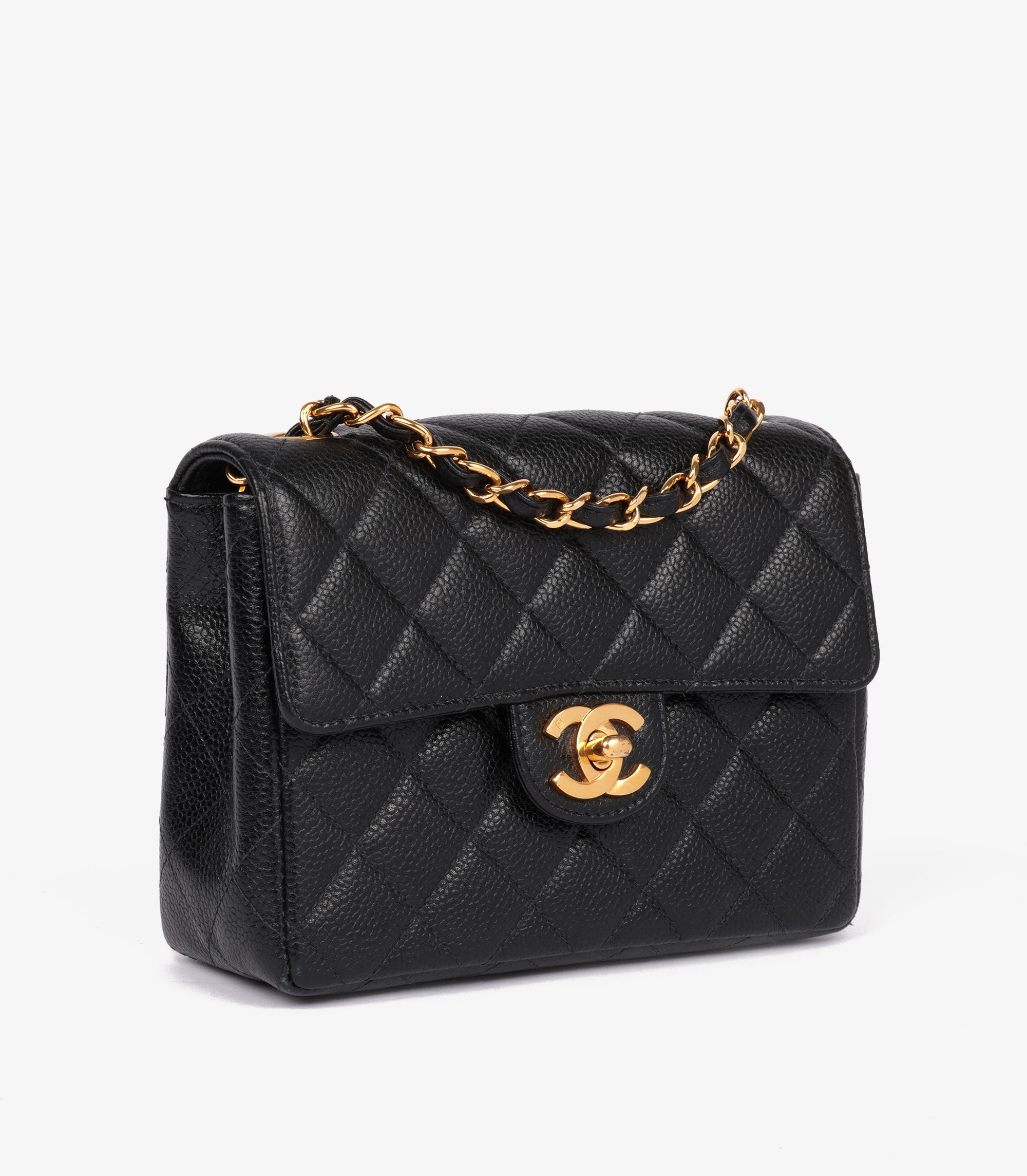 Chanel Black Quilted Caviar Leather Vintage Square Mini Flap Bag In Excellent Condition In Bishop's Stortford, Hertfordshire