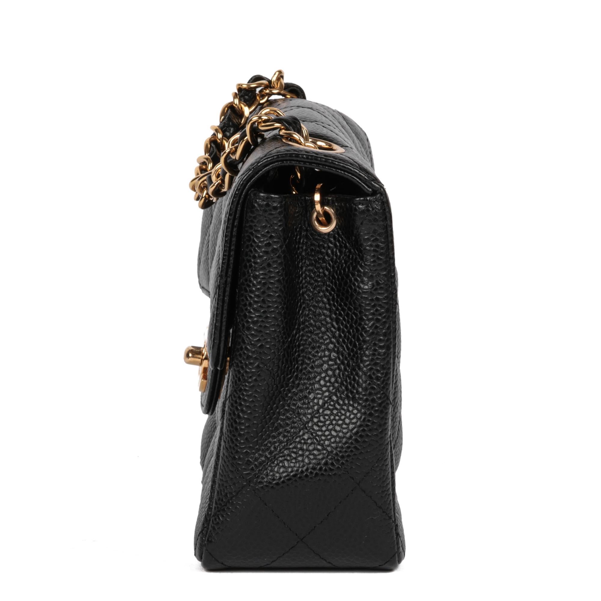 CHANEL Black Quilted Caviar Leather Vintage Square Mini Flap Bag at 1stDibs