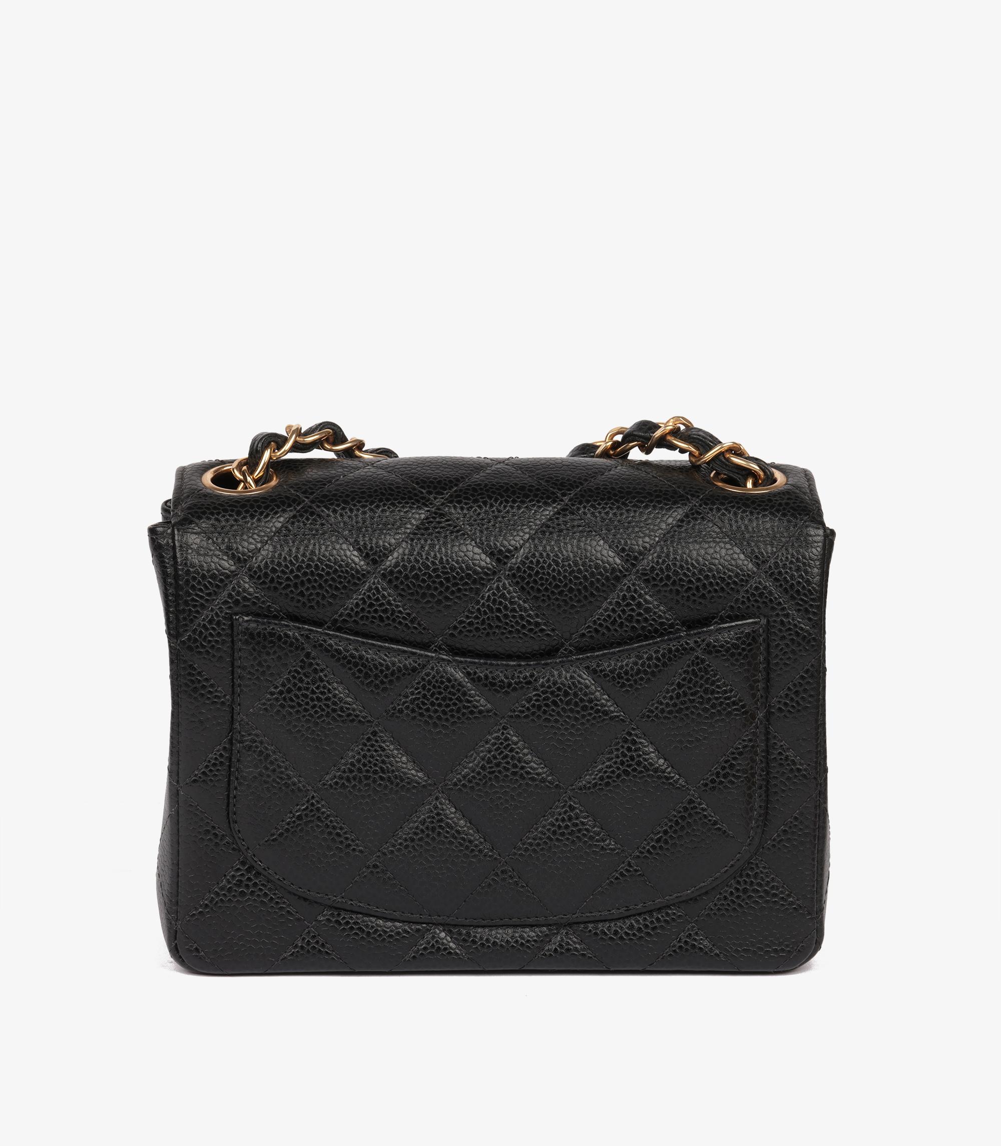 Women's Chanel Black Quilted Caviar Leather Vintage Square Mini Flap Bag