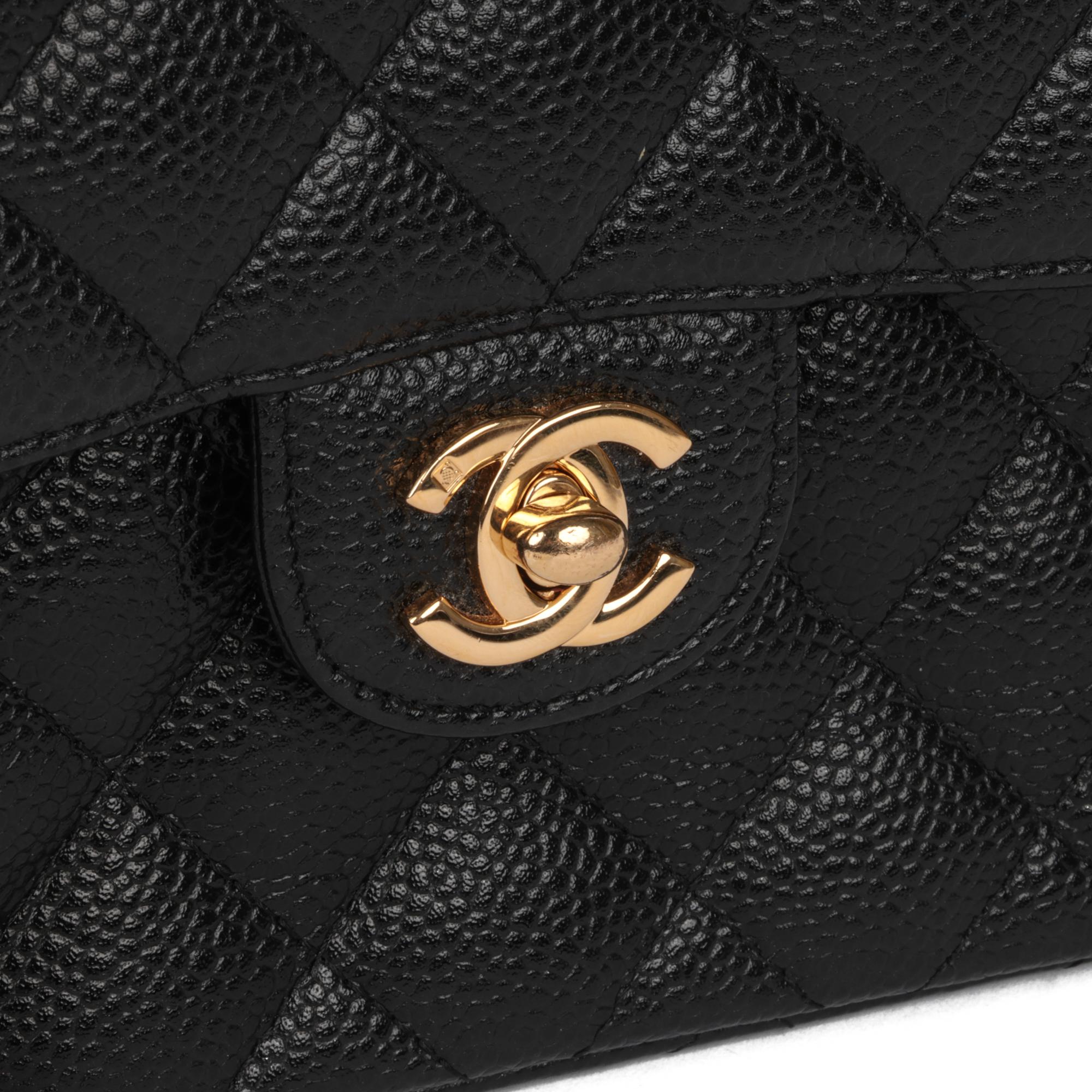 CHANEL Black Quilted Caviar Leather Vintage Square Mini Flap Bag 3