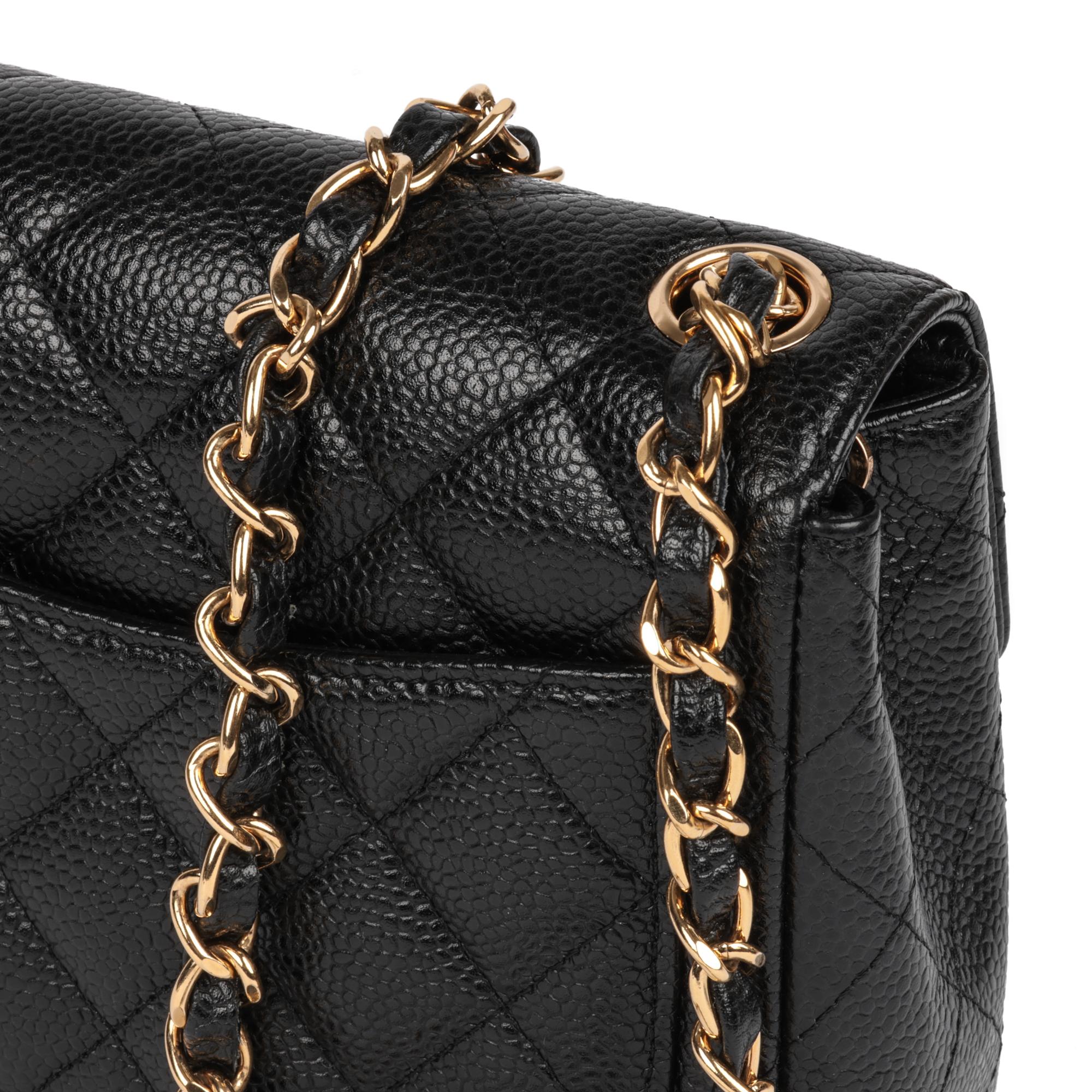 CHANEL Black Quilted Caviar Leather Vintage Square Mini Flap Bag 4
