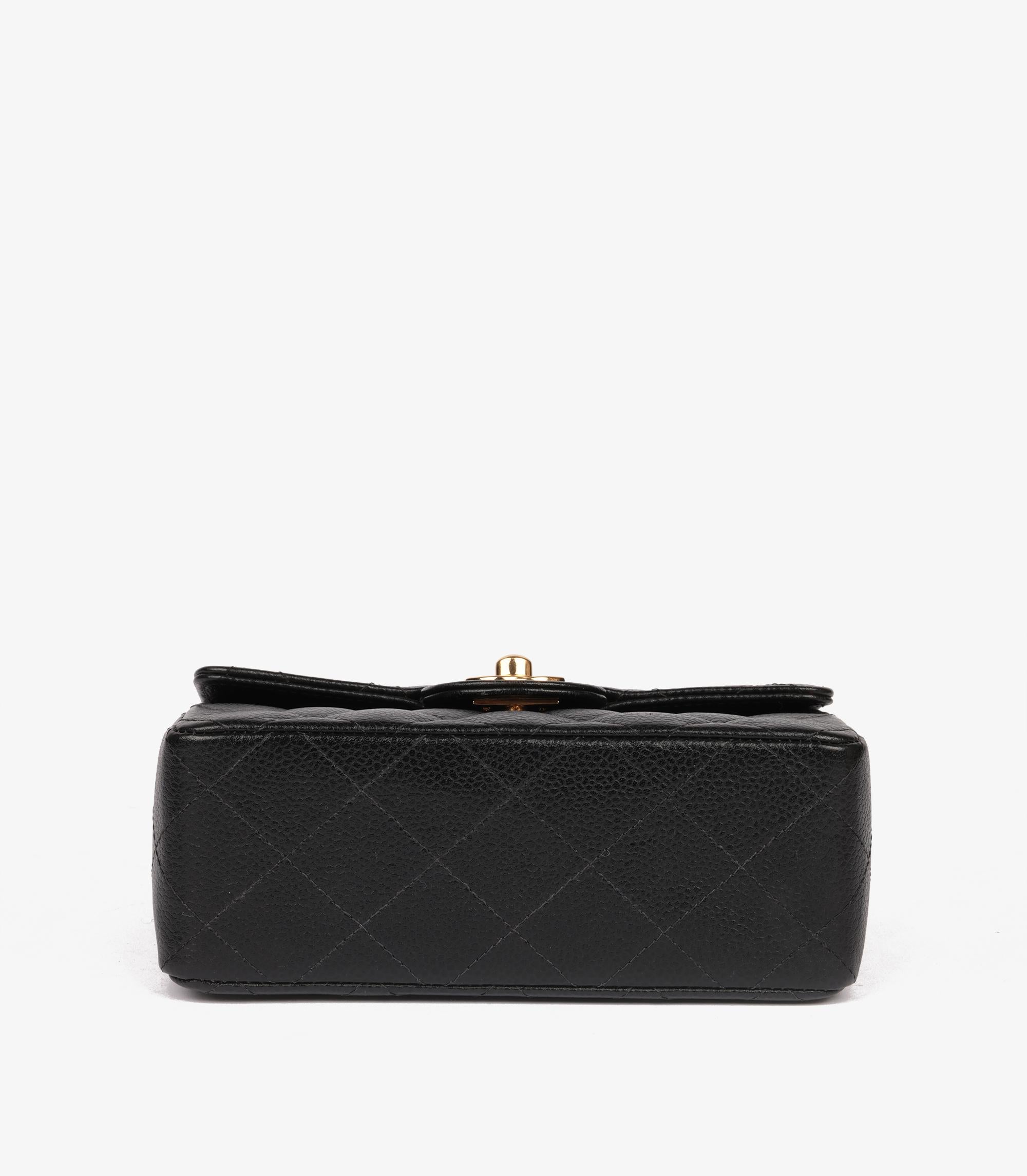 Chanel Black Quilted Caviar Leather Vintage Square Mini Flap Bag 2