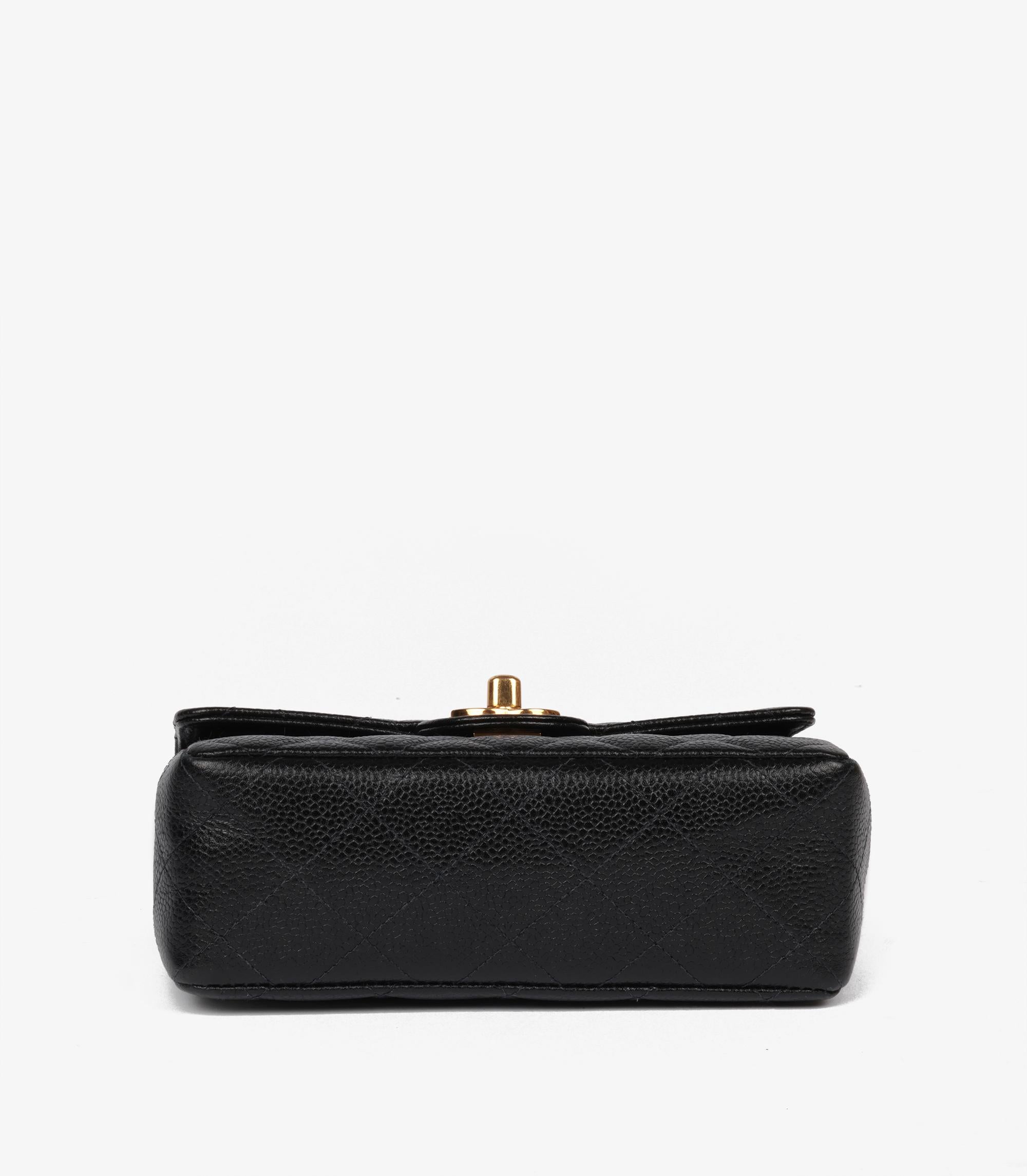 Chanel Black Quilted Caviar Leather Vintage Square Mini Flap Bag 4