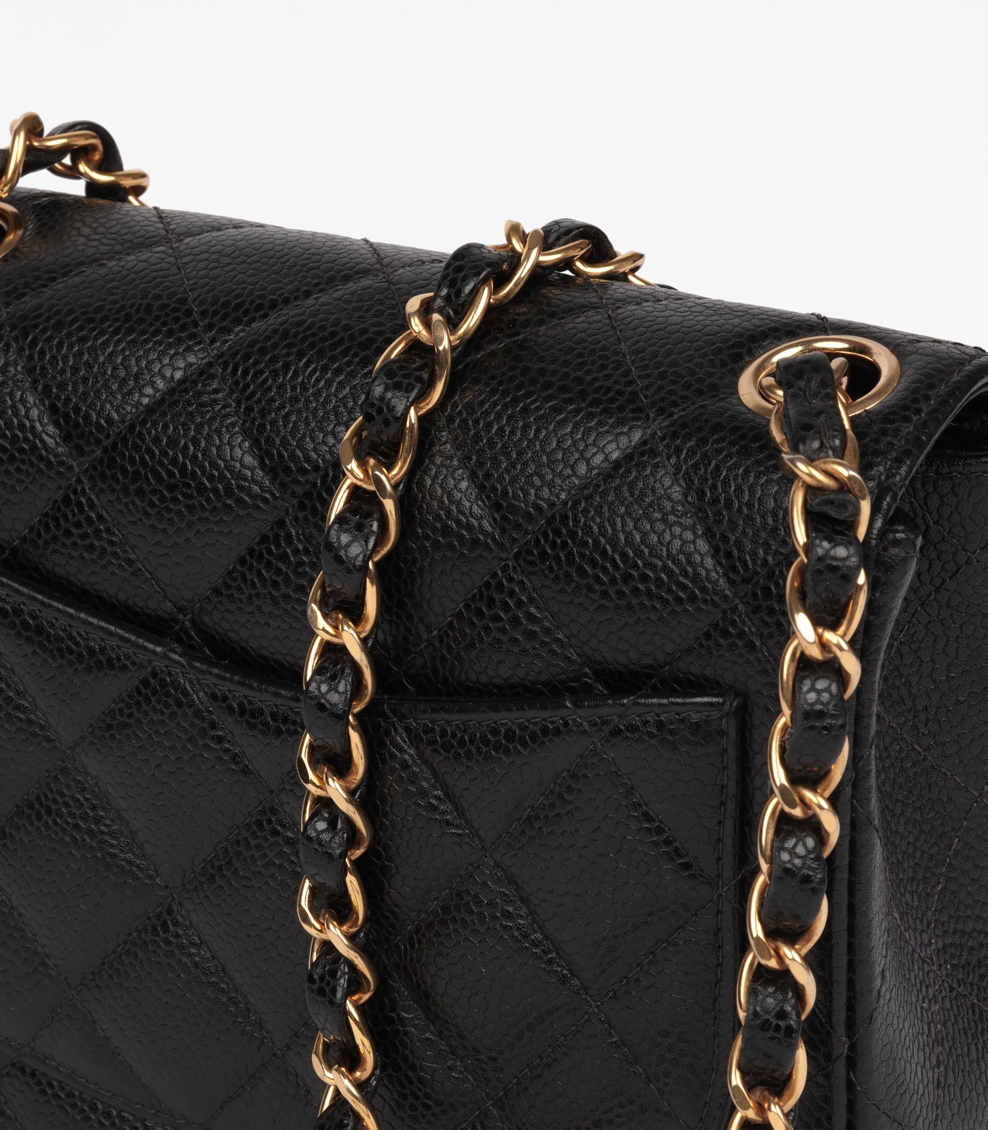 Chanel Black Quilted Caviar Leather Vintage Square Mini Flap Bag 3