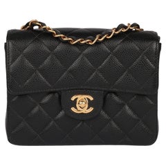 Chanel - Mini sac à rabat carré en cuir caviar matelassé - Vintage