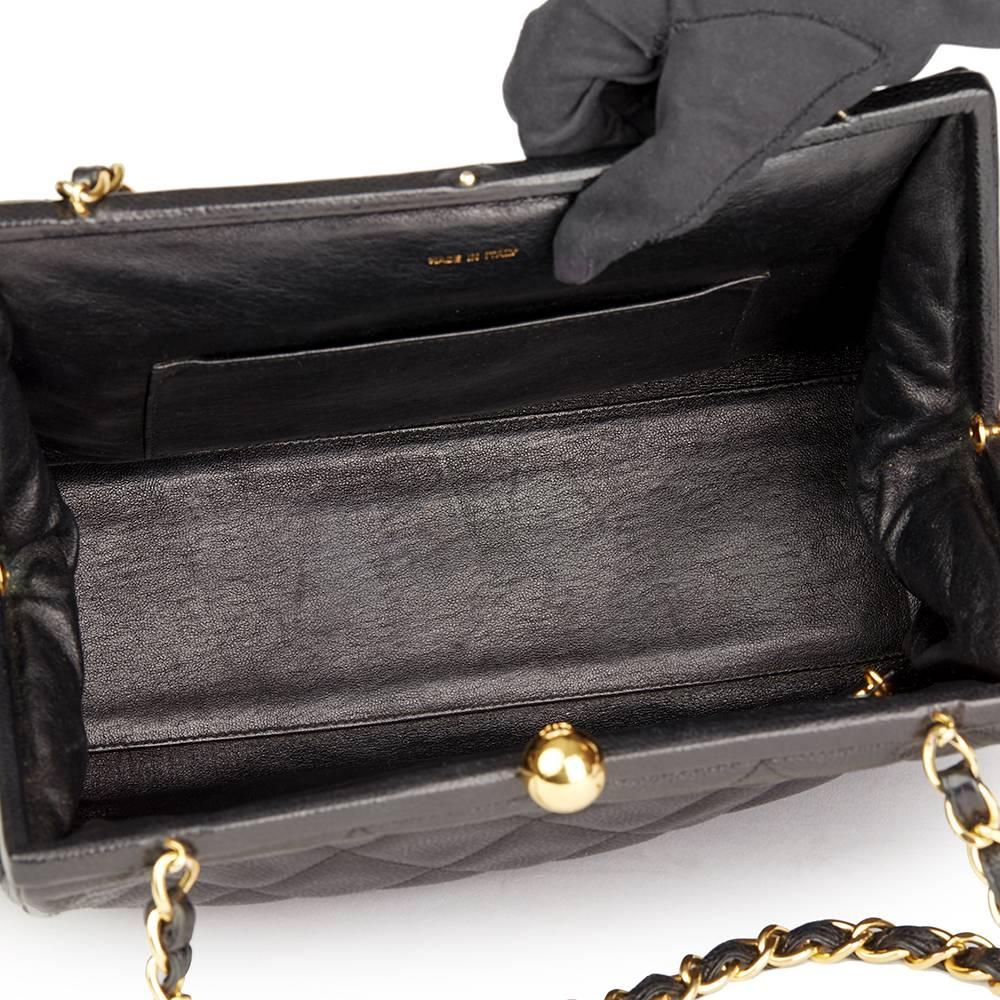 Chanel Black Quilted Caviar Leather Vintage Timeless Frame Bag  2