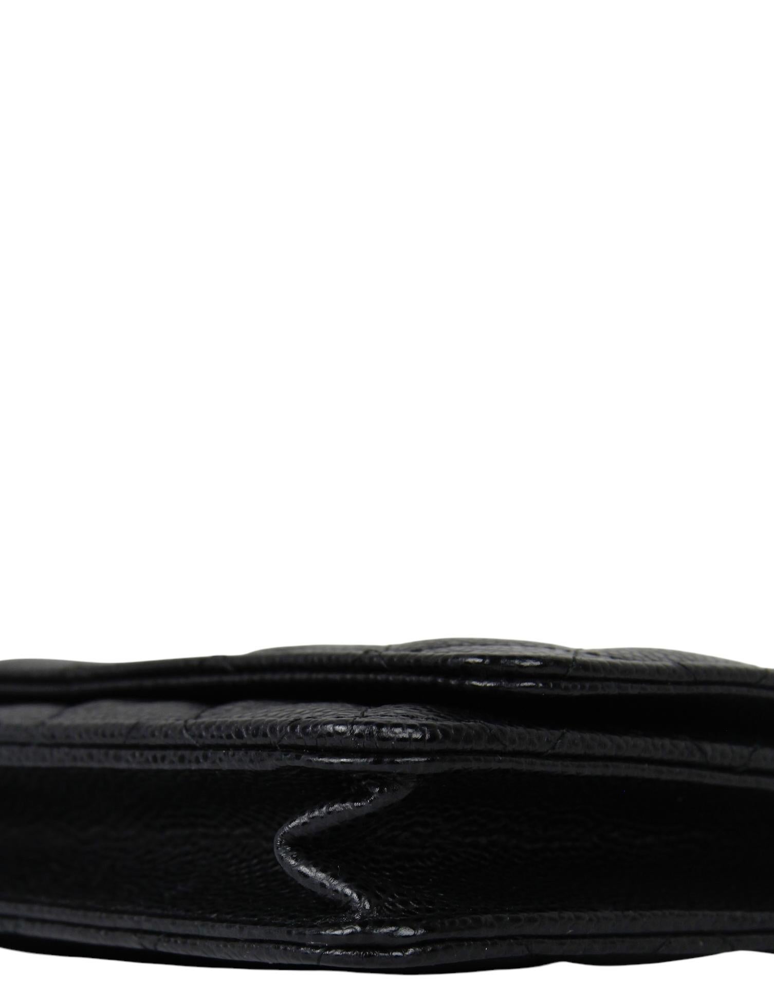 Women's Chanel Black Quilted Caviar Leather Wallet On Chain WOC Crossbody Bag For Sale