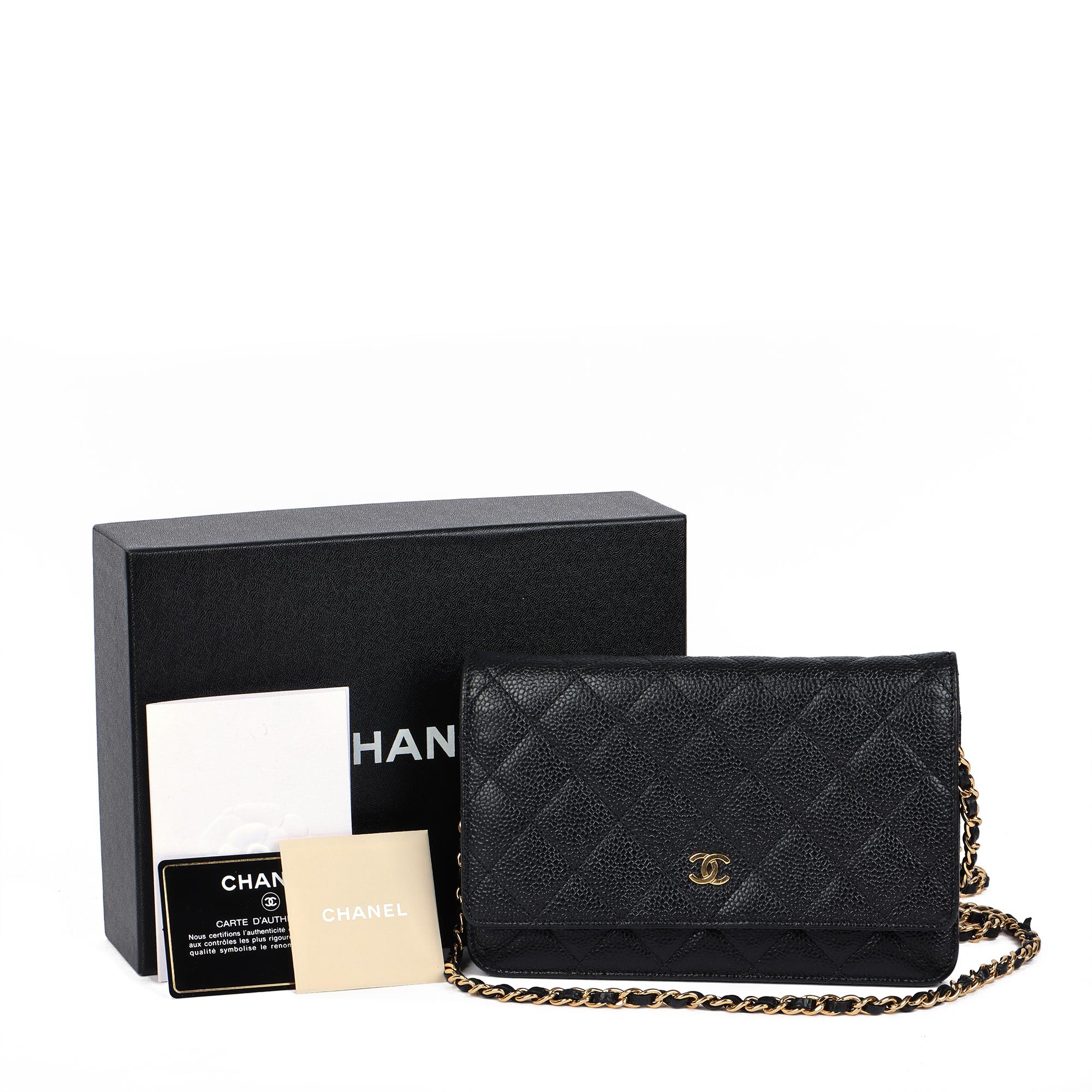 CHANEL Black Quilted Caviar Leather Wallet-on-Chain WOC 6