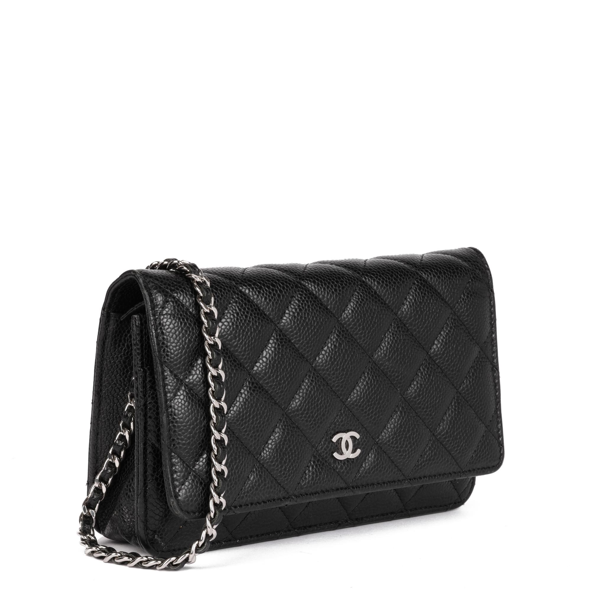 CHANEL
Black Quilted Caviar Leather Wallet-on-Chain WOC

Xupes Reference: HB4904
Serial Number: 22785377
Age (Circa): 2017
Authenticity Details: Serial Sticker (Made in Italy)
Gender: Ladies
Type: Shoulder, Crossbody

Colour: Black
Hardware: