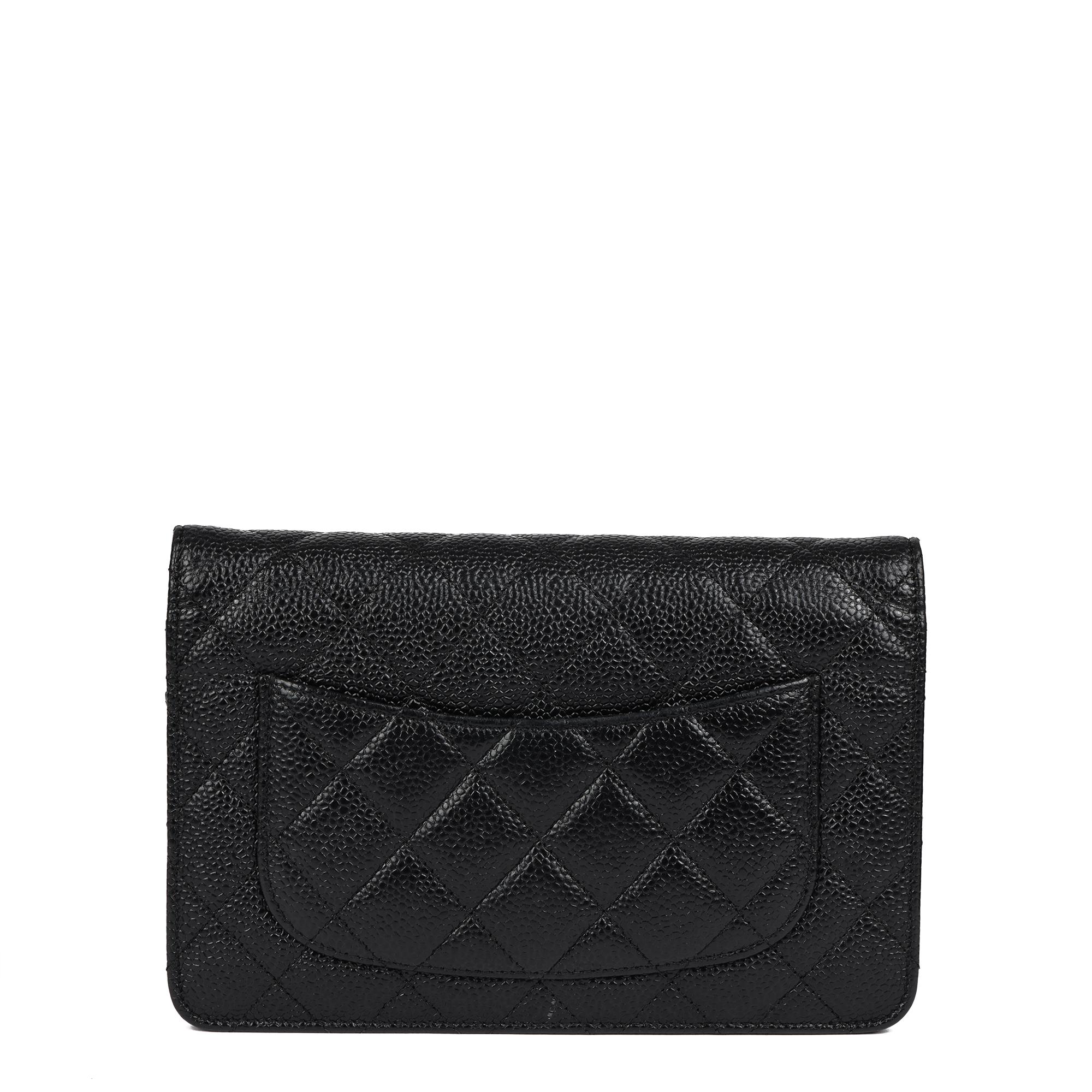 Women's CHANEL Black Quilted Caviar Leather Wallet-on-Chain WOC