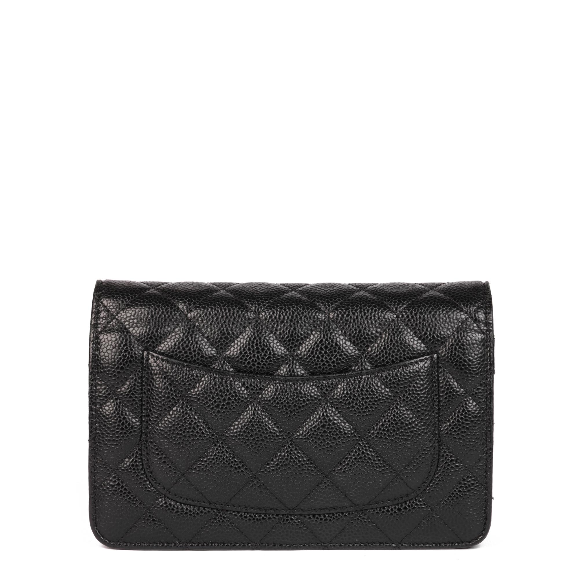 CHANEL Black Quilted Caviar Leather Wallet-on-Chain WOC 1