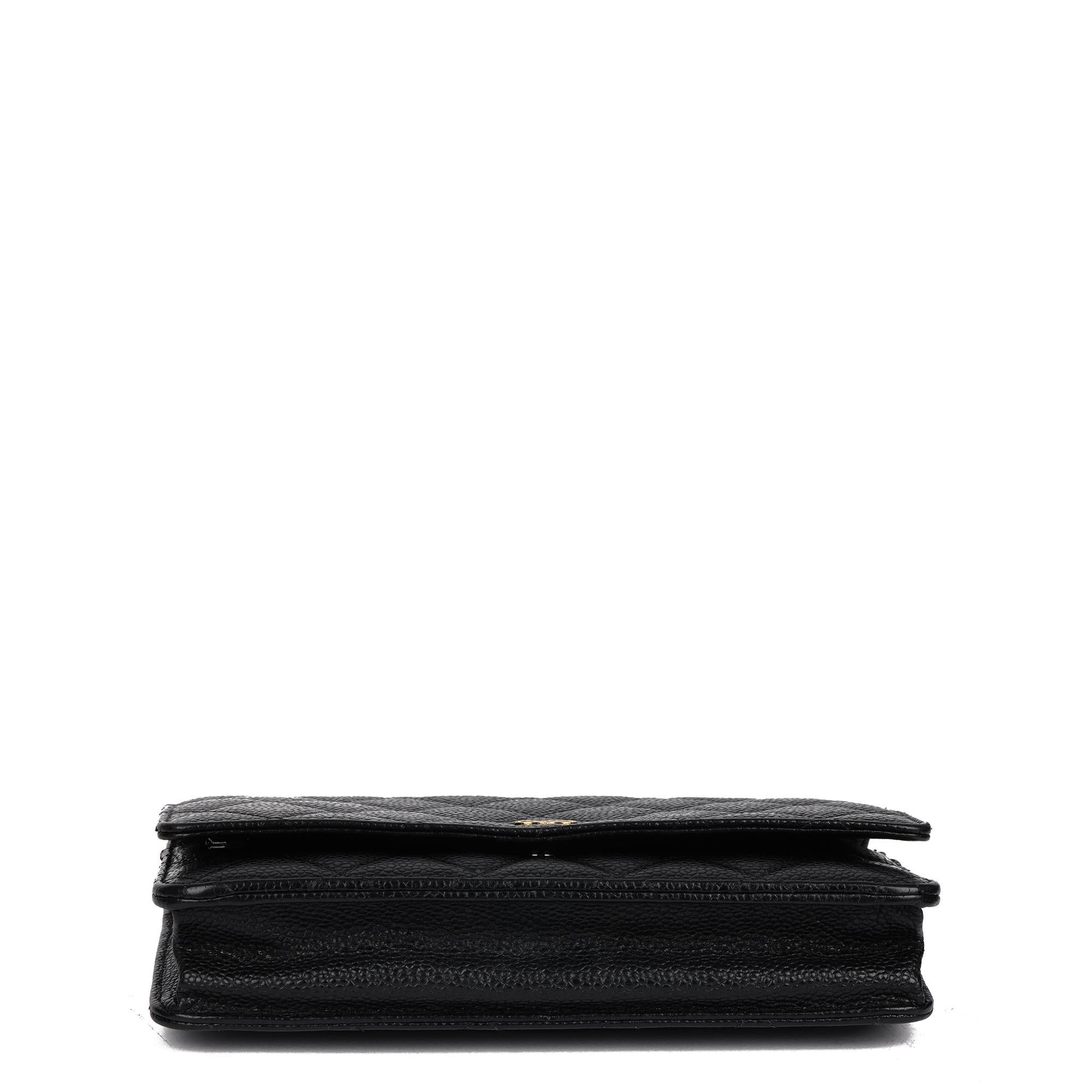 CHANEL Black Quilted Caviar Leather Wallet-on-Chain WOC 4