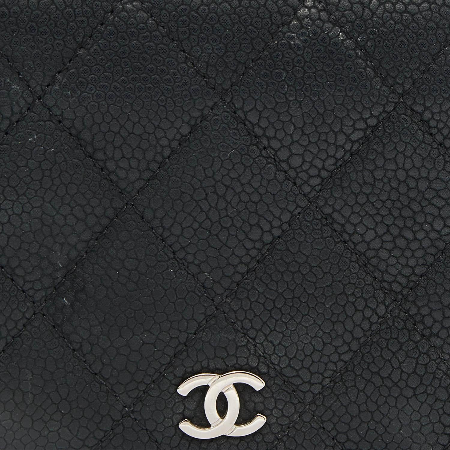 Chanel Black Quilted Caviar Leather Yen Continental Wallet 2