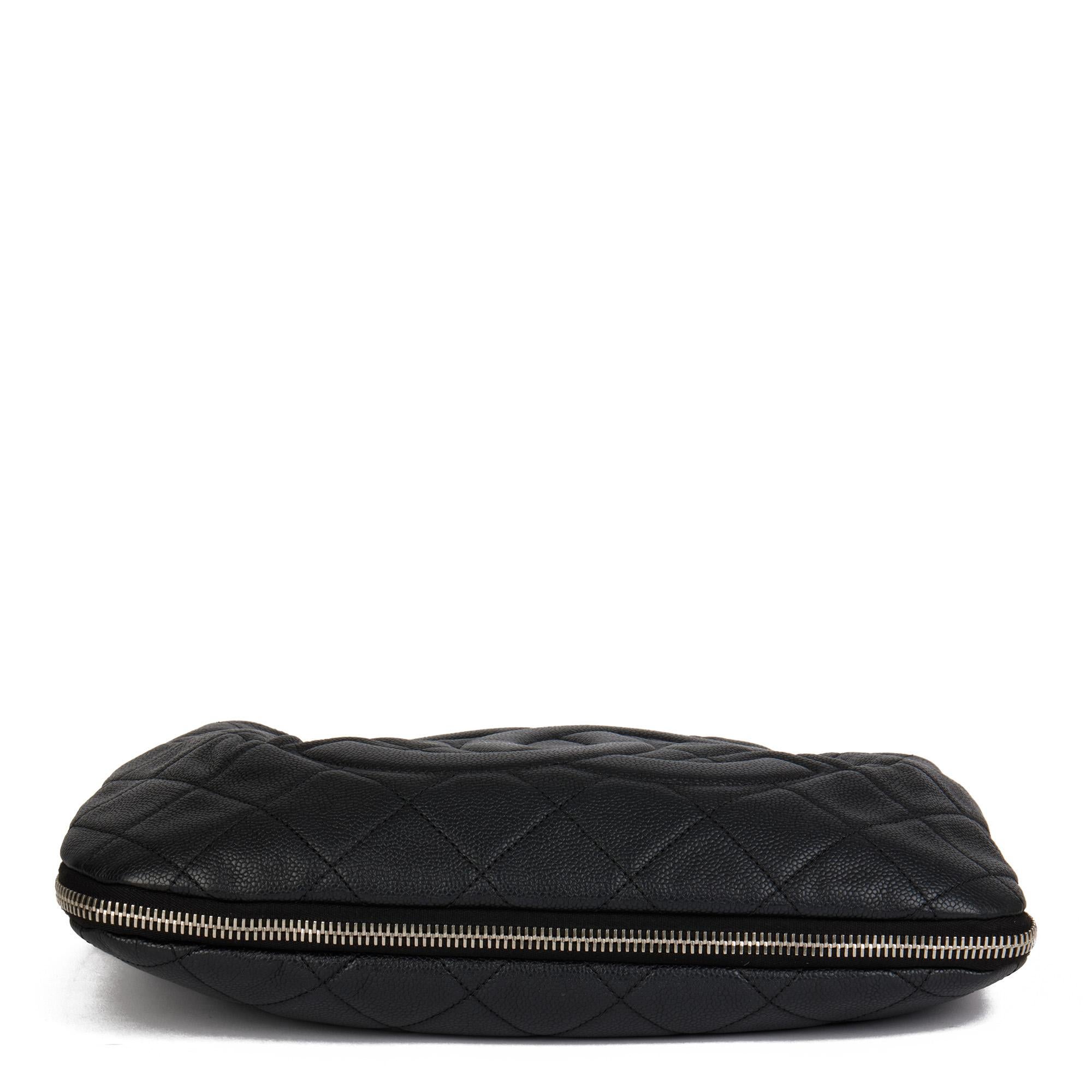 CHANEL Black Quilted Caviar Leather Zip Around Timeless Shoulder Tote 2
