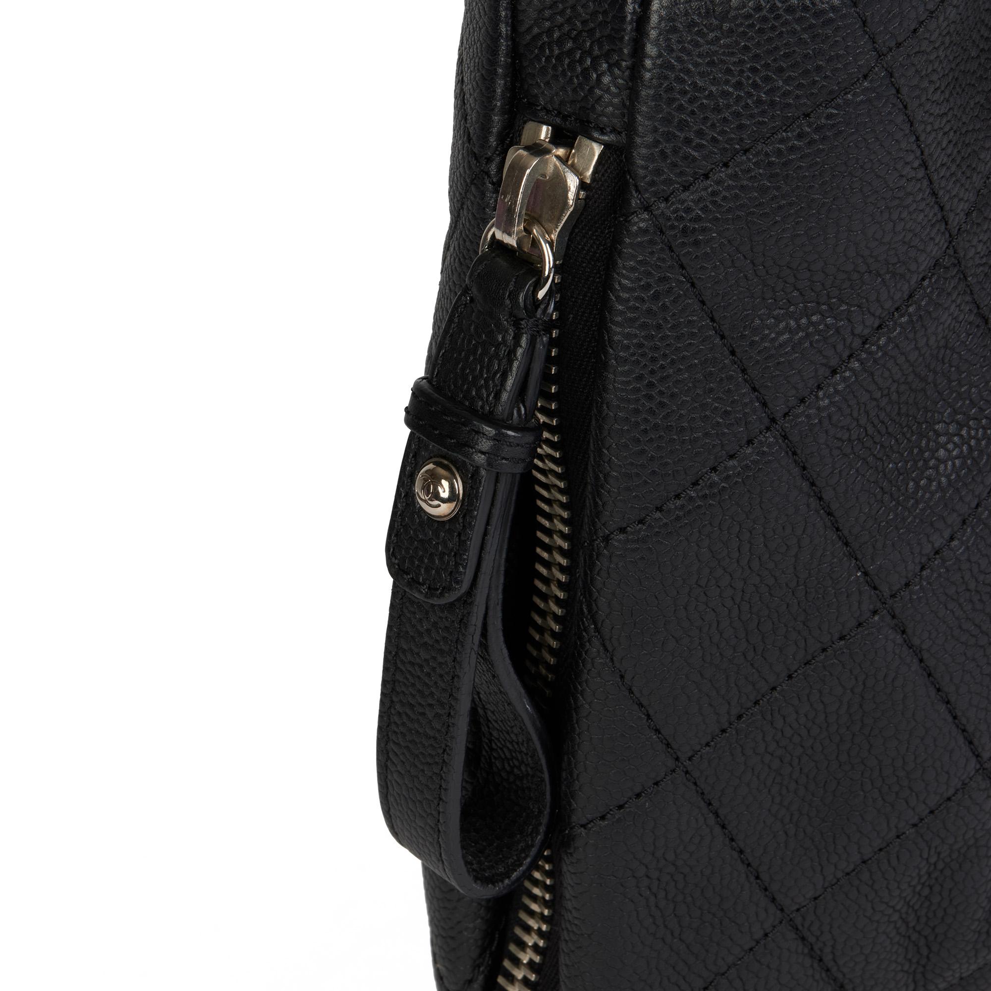 CHANEL Black Quilted Caviar Leather Zip Around Timeless Shoulder Tote 3