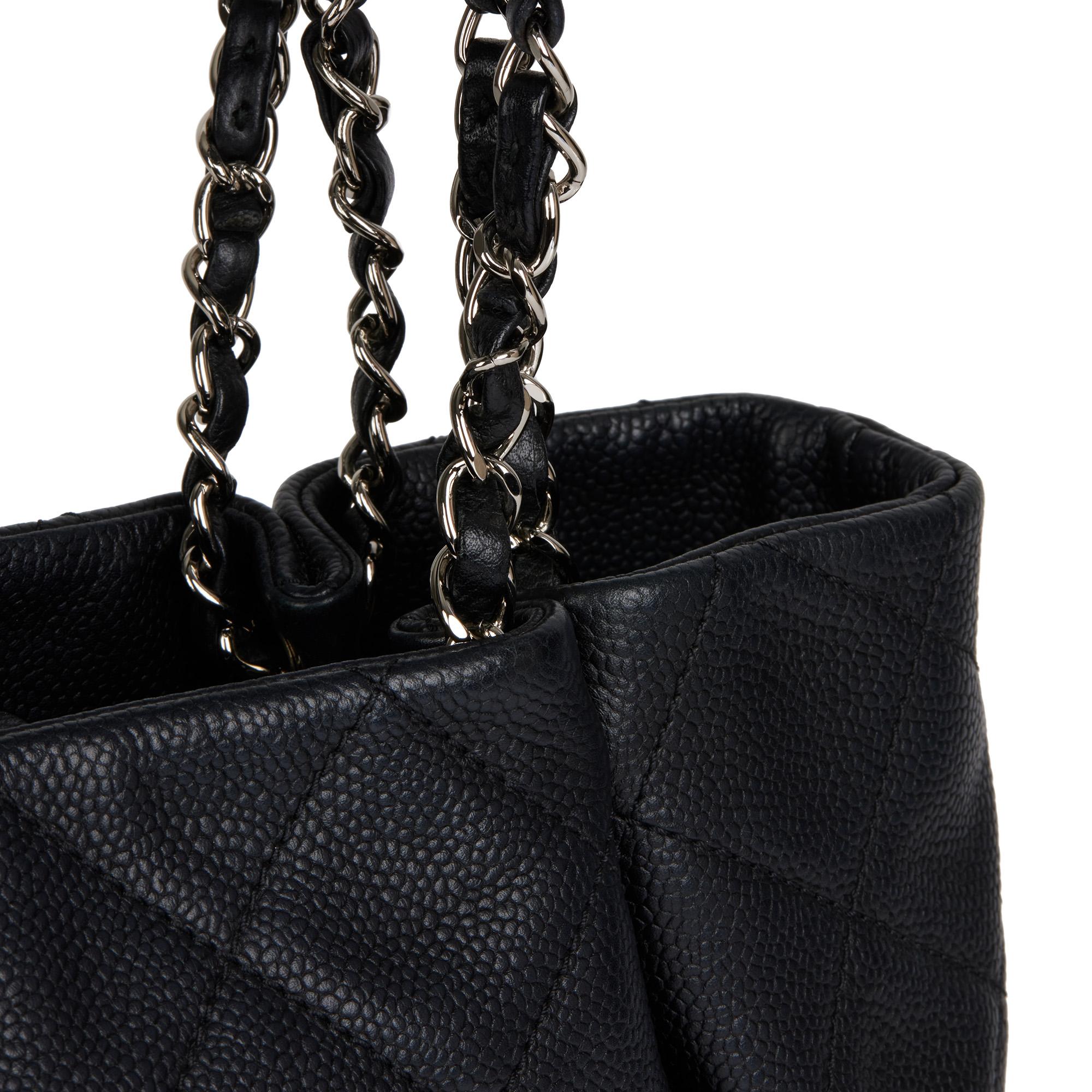 CHANEL Black Quilted Caviar Leather Zip Around Timeless Shoulder Tote 4