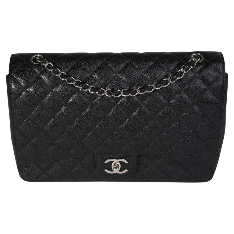Chanel Caviar Black Quilted Maxi Jumbo Shoulder Bag For Sale at 1stDibs