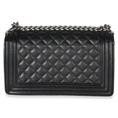 Chanel Black Quilted Caviar Medium Boy Bag