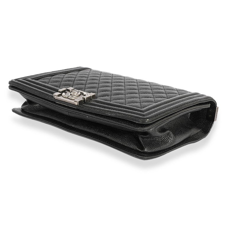 Chanel Black Quilted Caviar Medium Boy Bag For Sale at 1stDibs