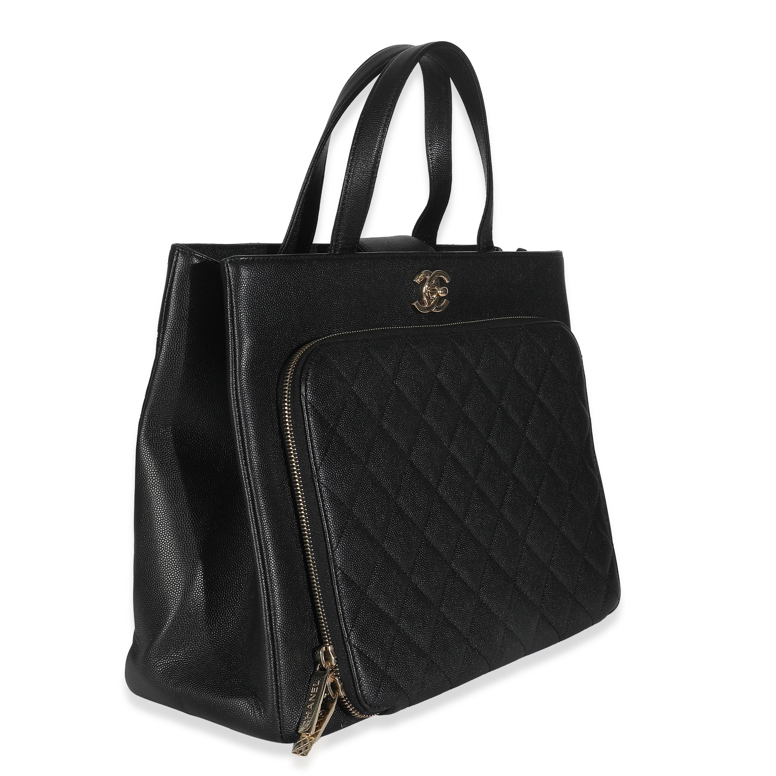 Noir Chanel Black Quilted Caviar Medium Business Affinity Tote