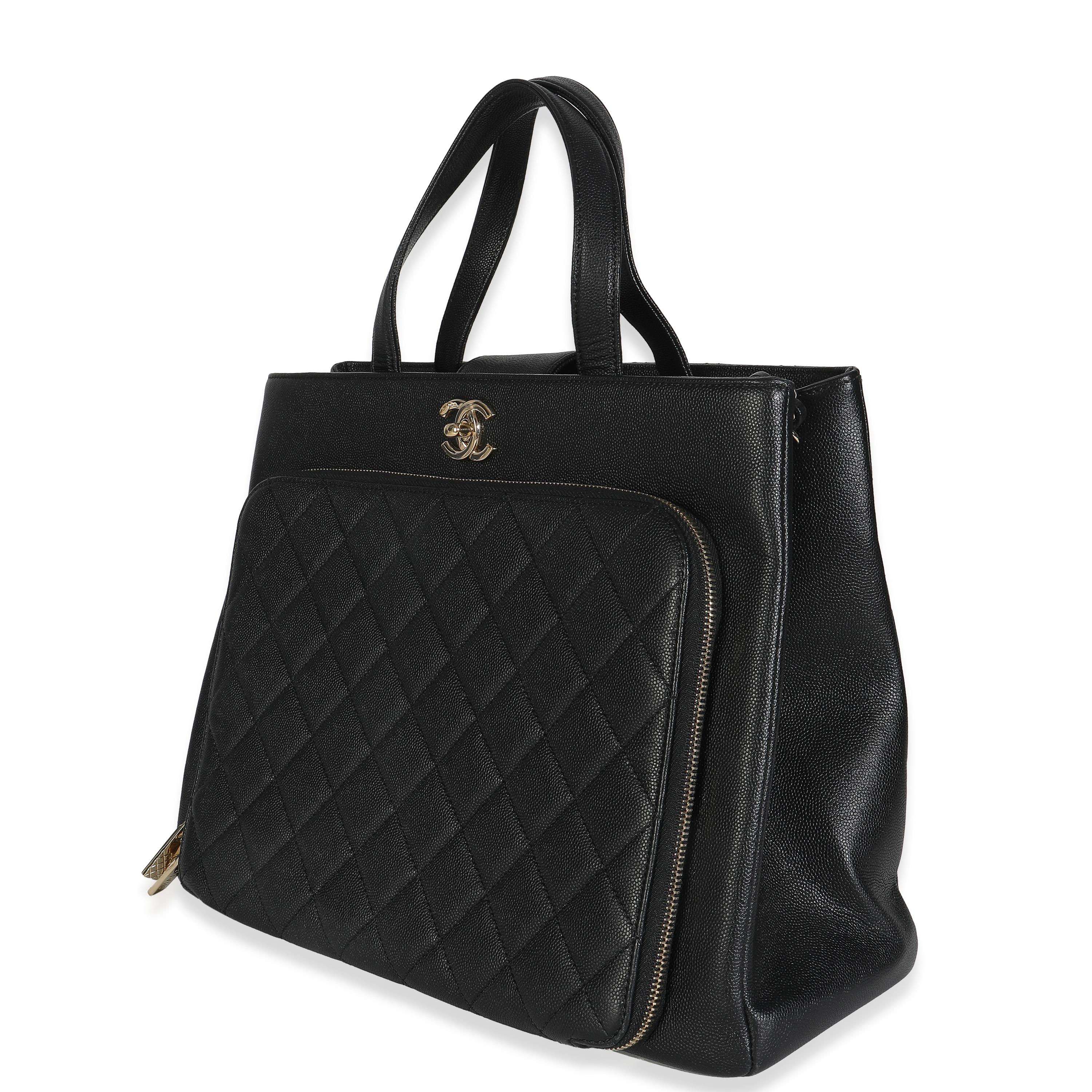 Chanel Black Quilted Caviar Medium Business Affinity Tote Excellent état à New York, NY