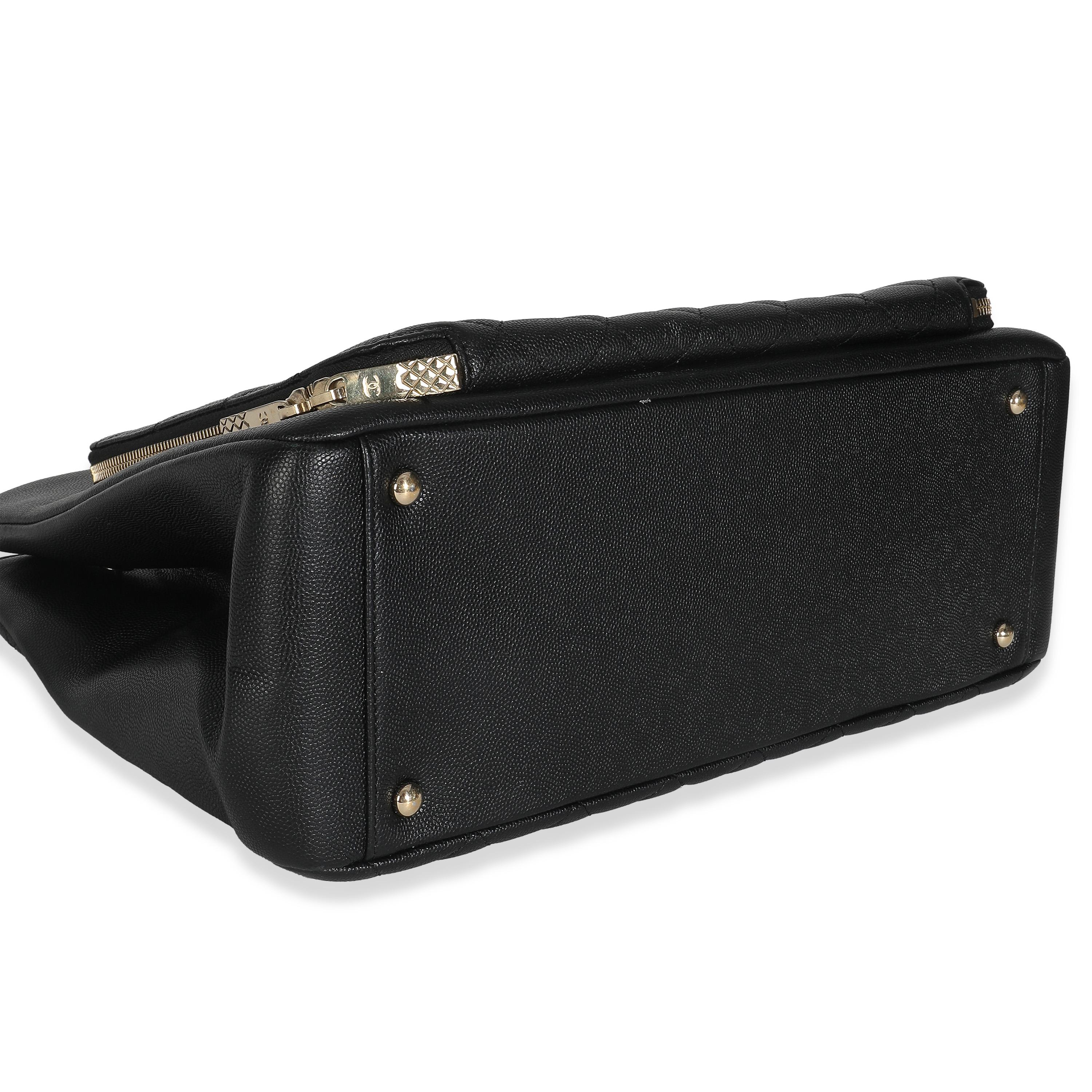  Chanel Black Quilted Caviar Medium Business Affinity Tote Unisexe 