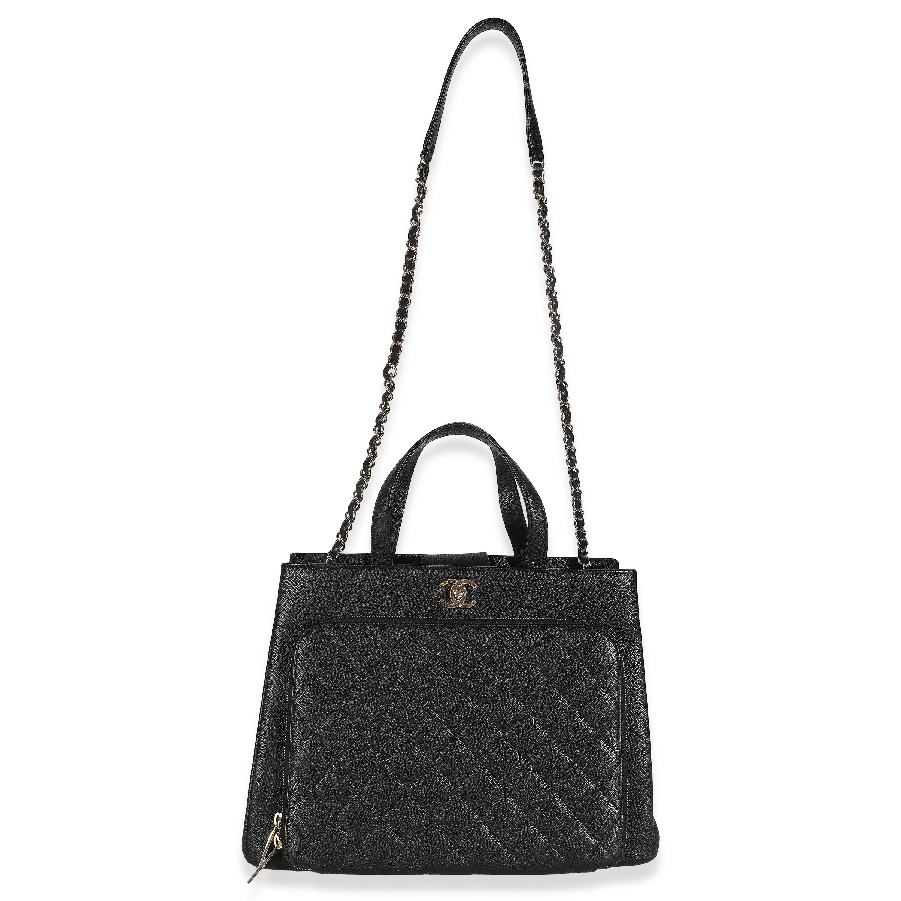Chanel Black Quilted Caviar Medium Business Affinity Tote 1