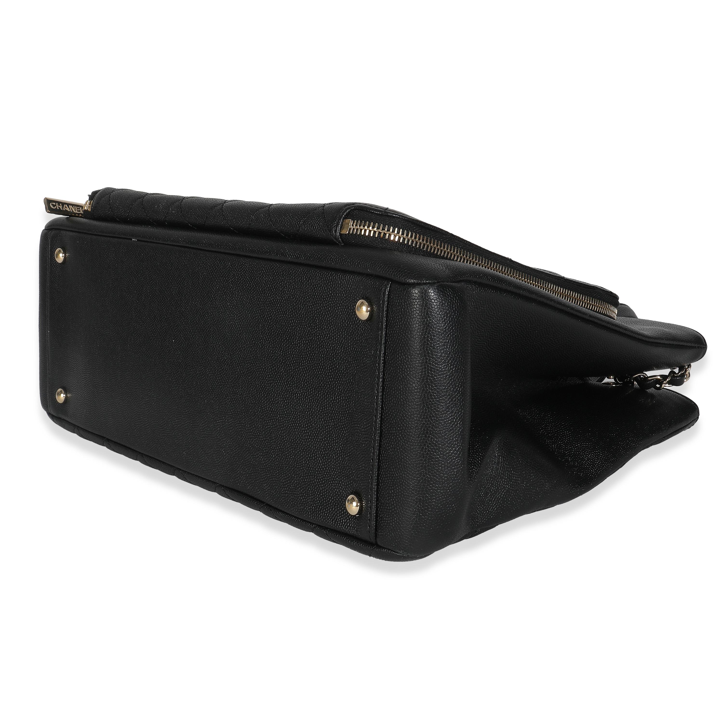 Chanel Black Quilted Caviar Medium Business Affinity Tote 2