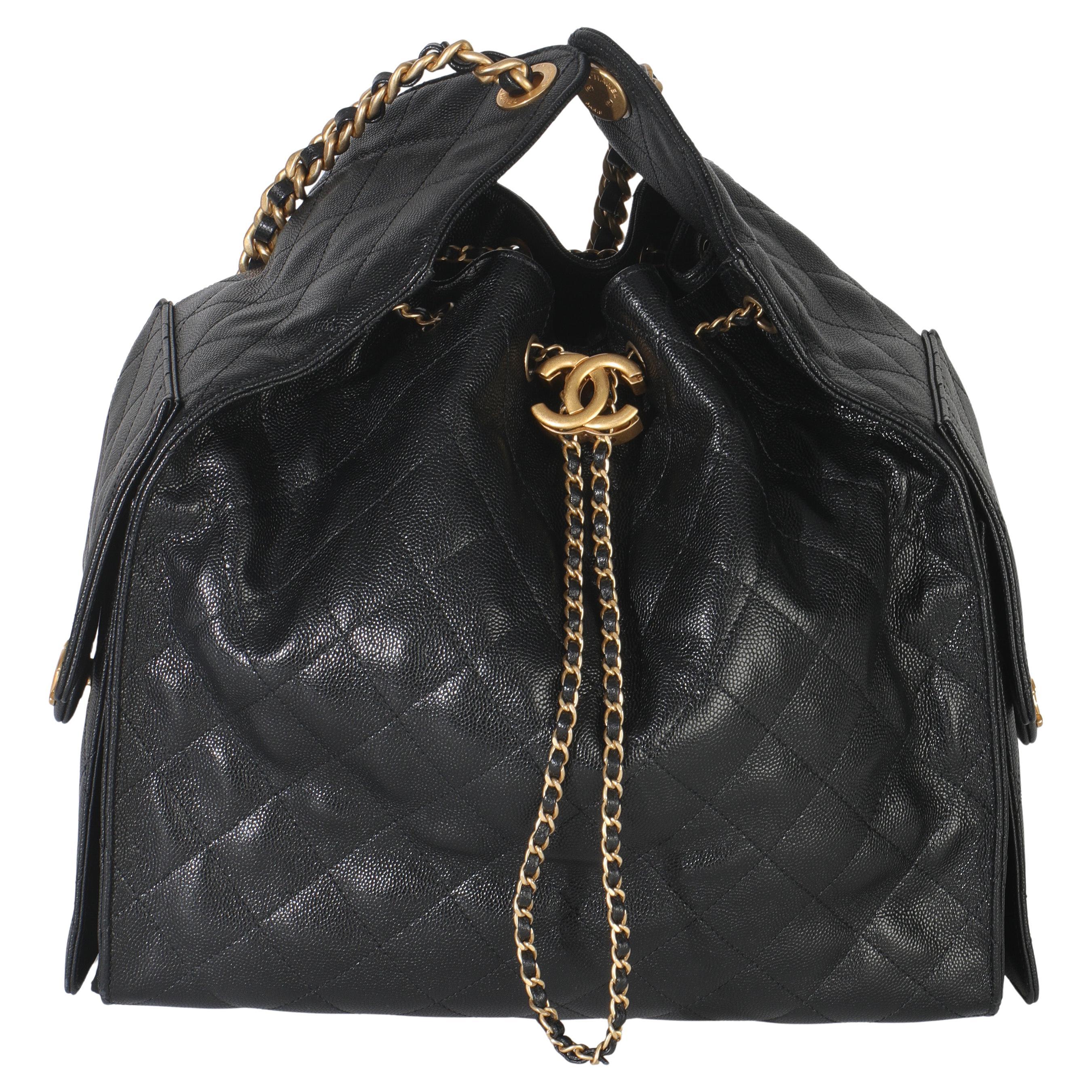 Chanel Nero Caviale Trapuntato Medio Chanel 25 Hobo