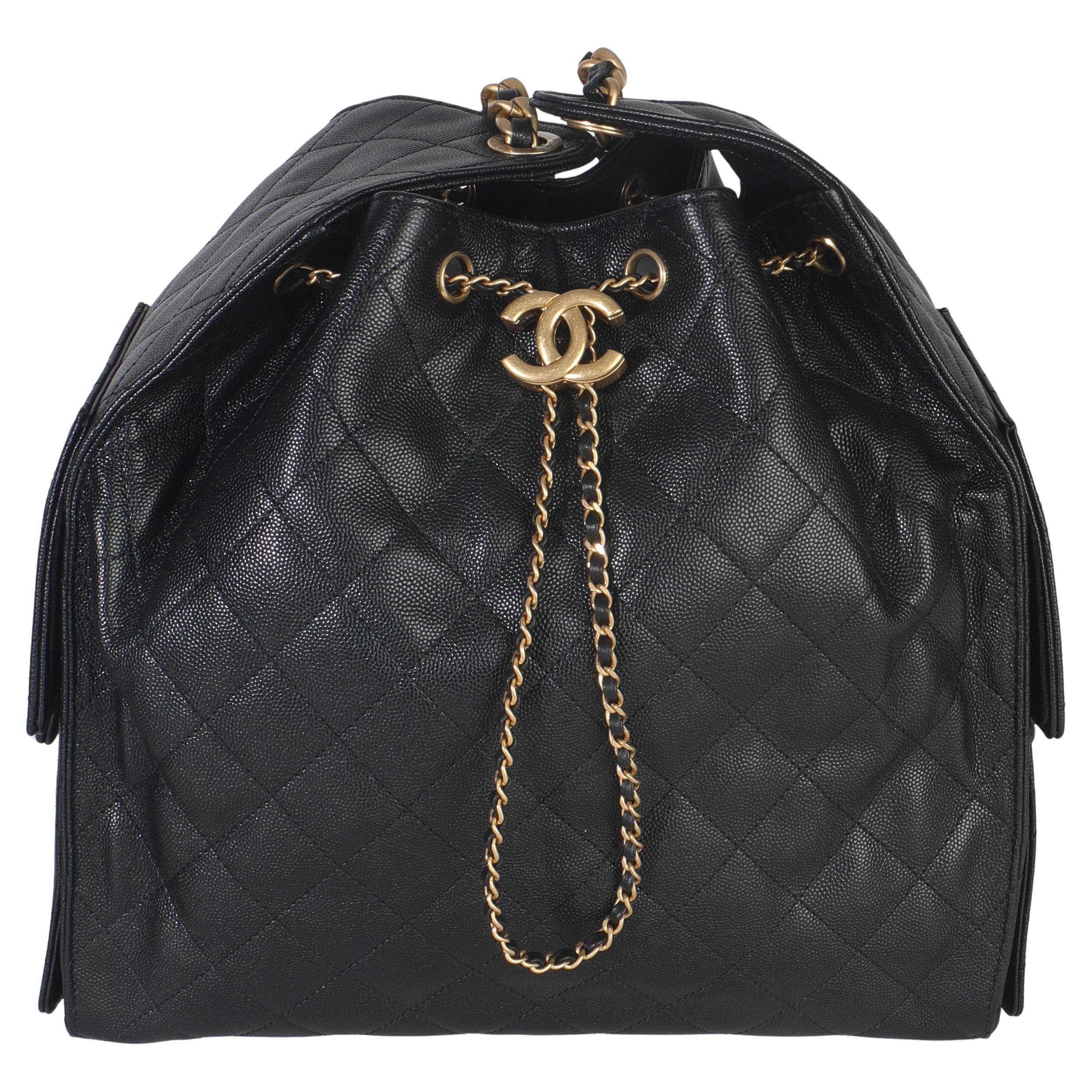 Chanel Black Quilted Caviar Medium Chanel 25 Hobo Handbag