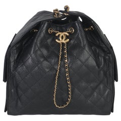 Chanel Black Quilted Caviar Medium Chanel 25 Hobo Handbag