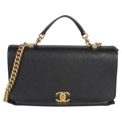 Chanel Black Quilted Caviar Medium Chic Affinity Top Handle Bag