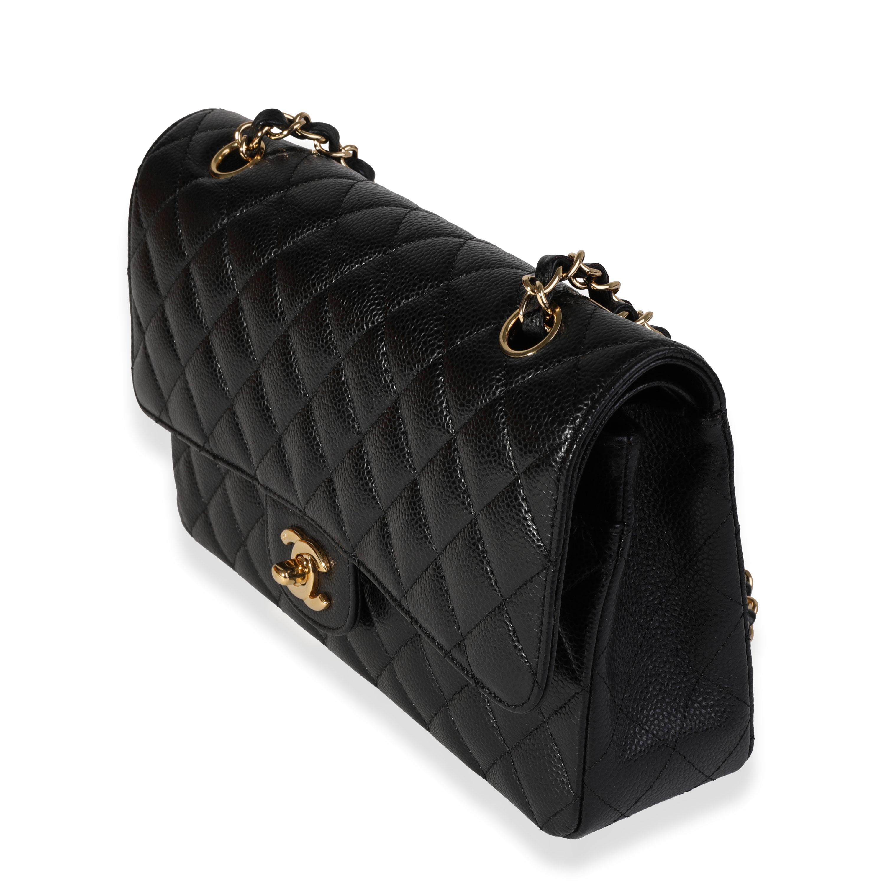 Women's Chanel Black Quilted Caviar Medium Classic Double Flap Bag