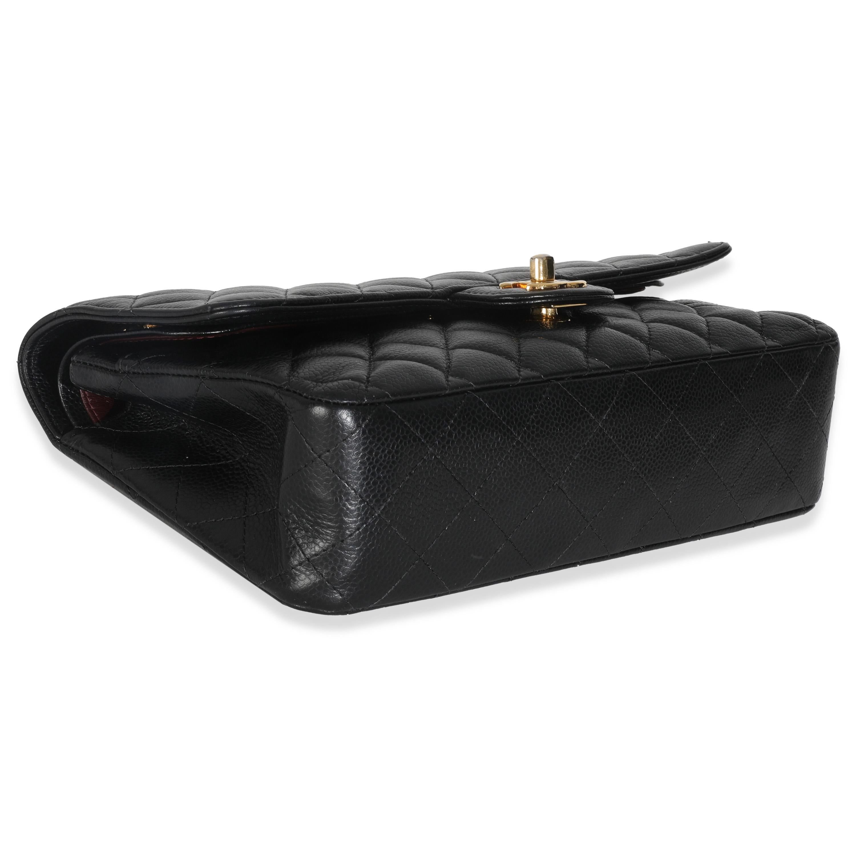 Chanel - Sac à double rabat classique moyen matelassé Caviar noir en vente 2