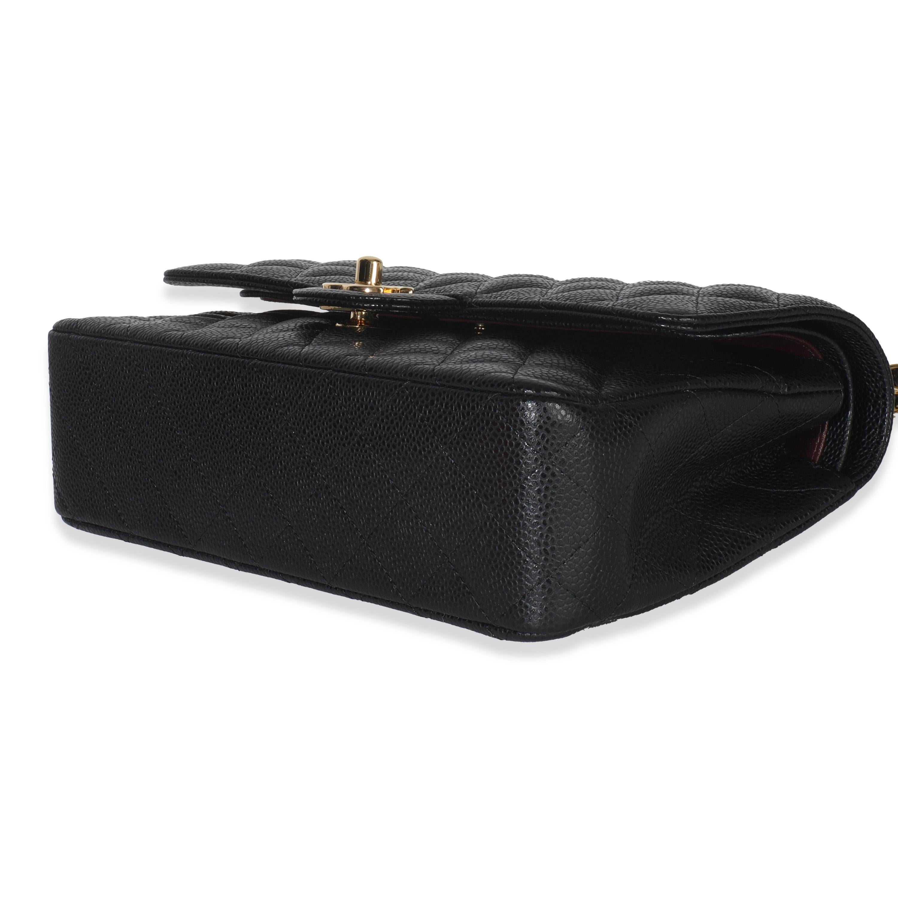 Chanel - Sac à double rabat classique moyen matelassé Caviar noir en vente 2