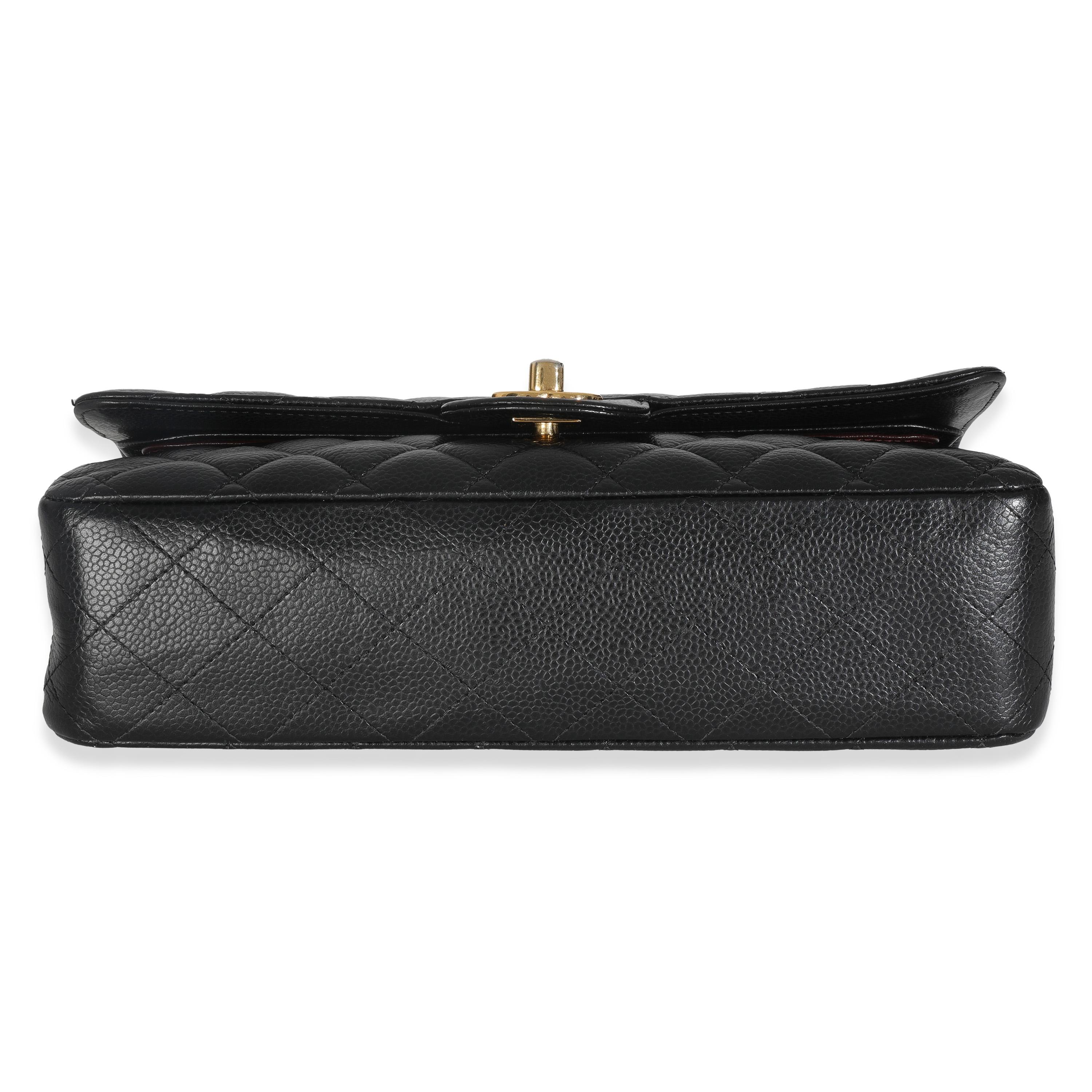 Chanel - Sac à double rabat classique moyen matelassé Caviar noir en vente 3