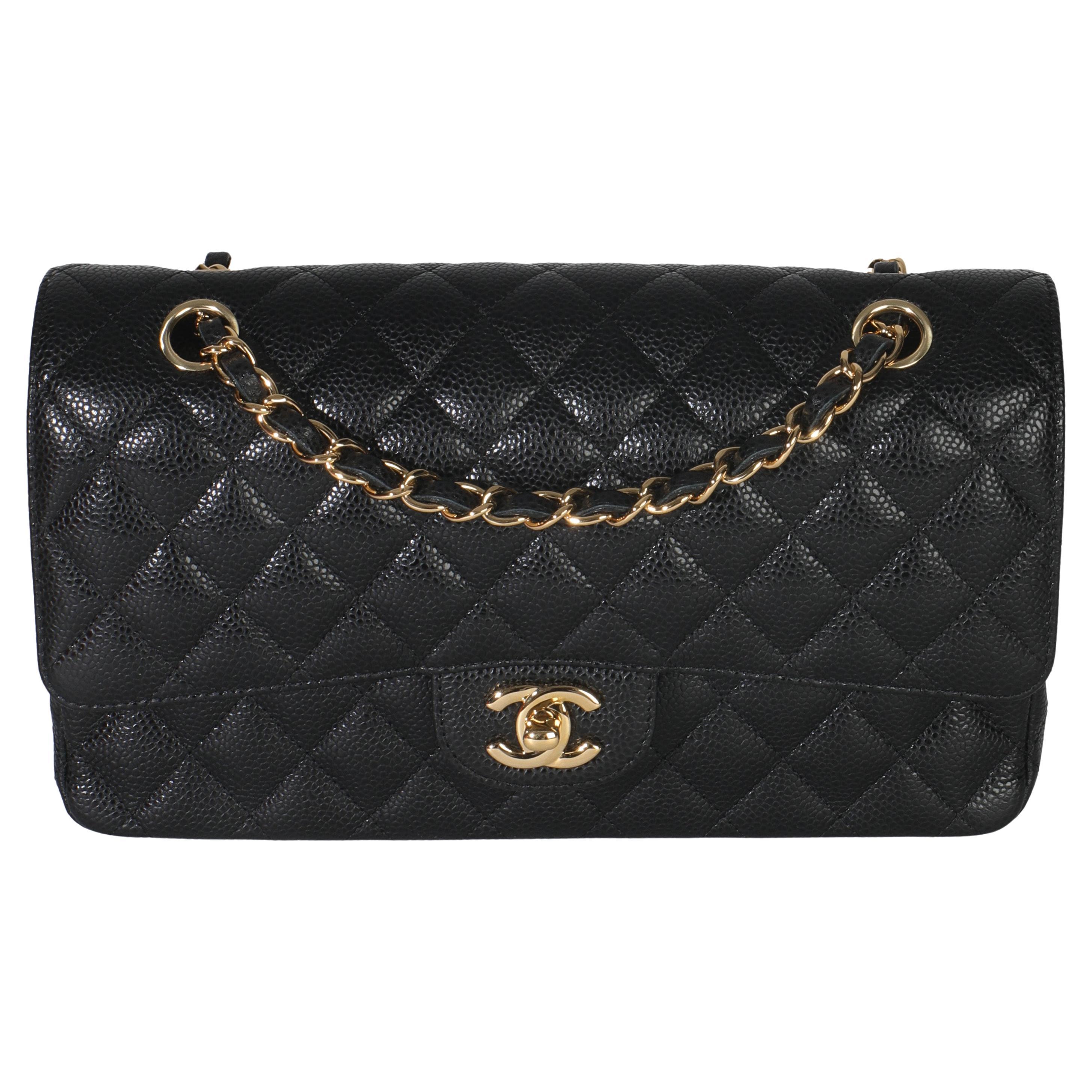 Chanel Black Quilted Caviar Medium Classic Double Flap Bag