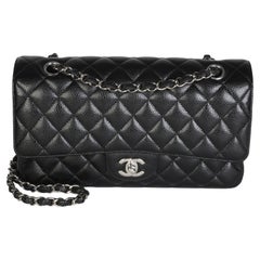 Chanel Black Quilted Caviar Medium Classic Double Flap Bag